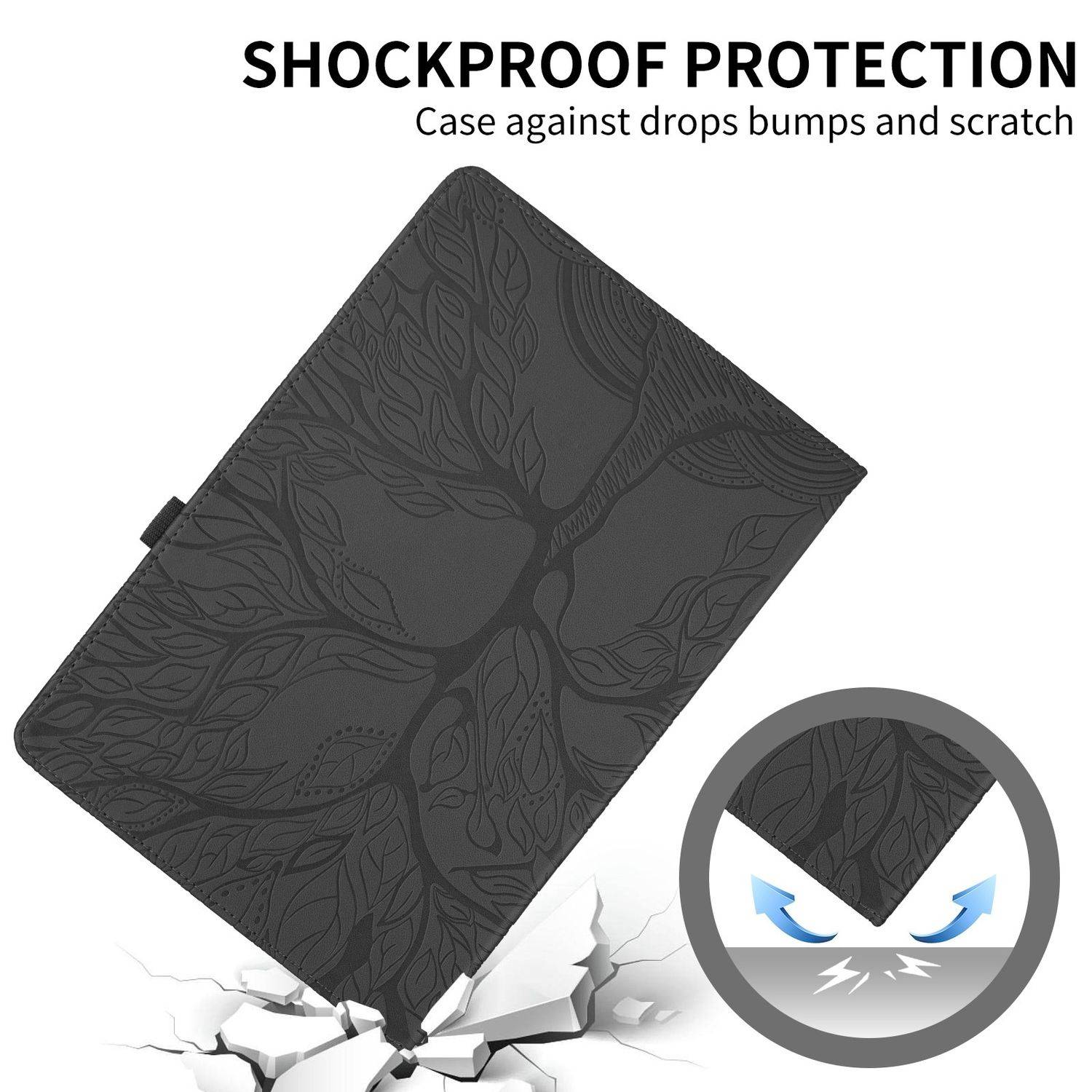 Für Honor Pad X8a 11 Zoll 360 Grad Rotation Baum Muster Kunstleder Hülle Tasche Schwarz