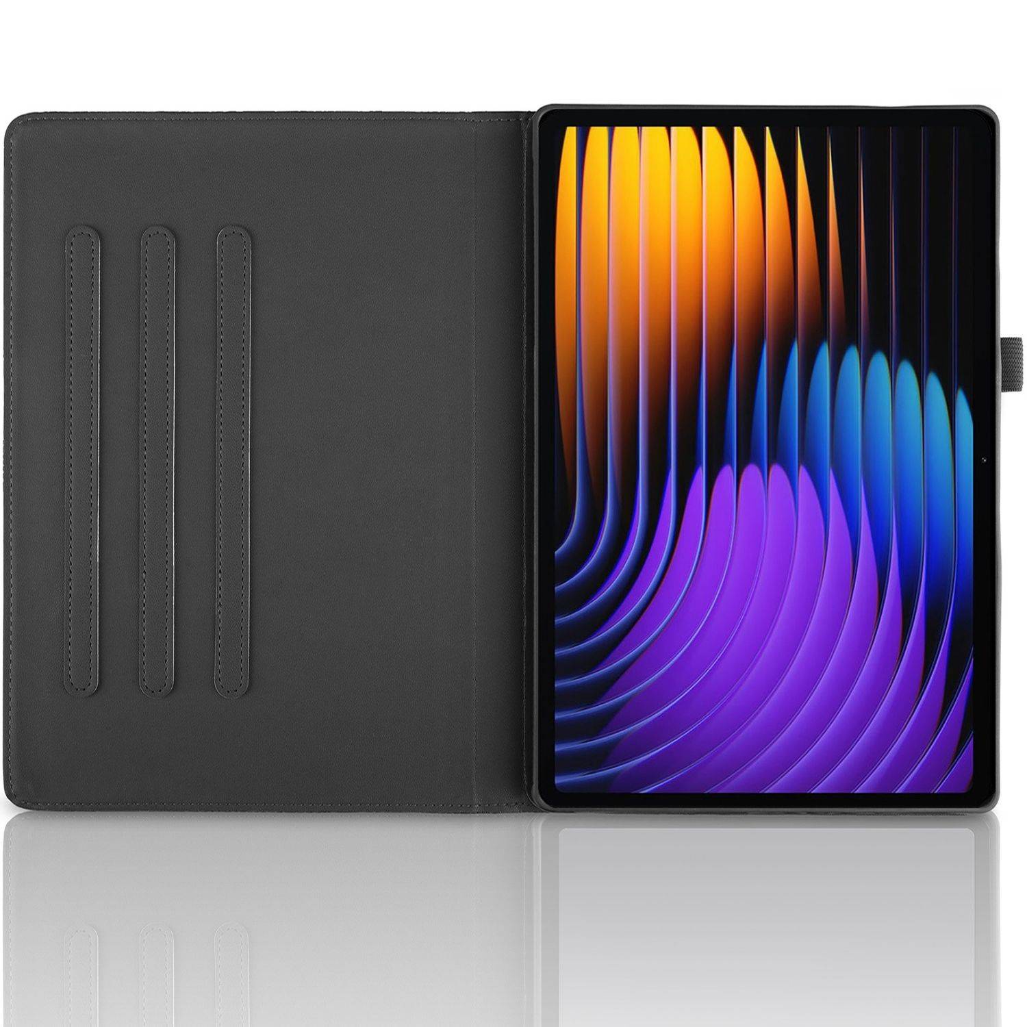 Für Xiaomi Pad 7 / 7 Pro 360 Grad Rotation Baum Muster Kunstleder Hülle Tasche Schwarz