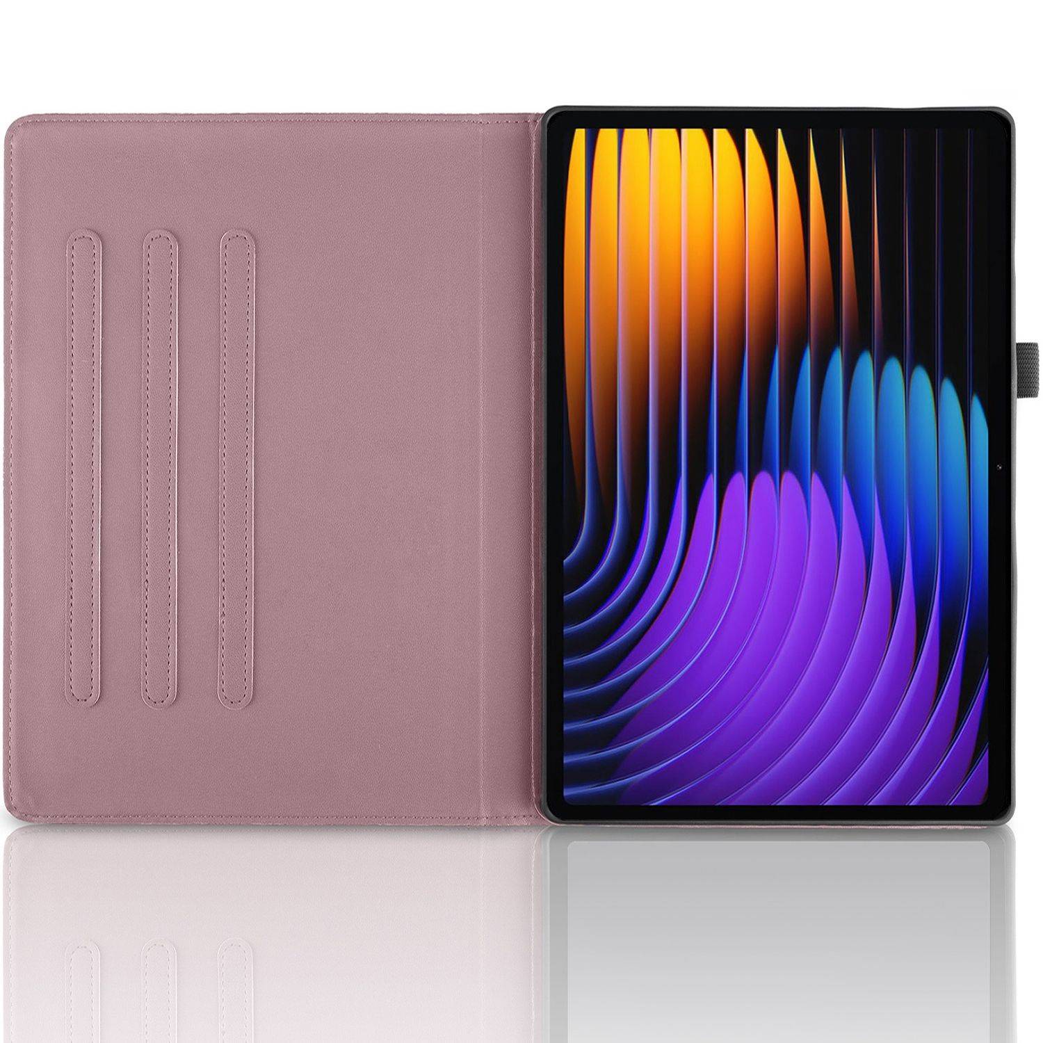 Für Xiaomi Pad 7 / 7 Pro 360 Grad Rotation Baum Muster Kunstleder Hülle Tasche Pink