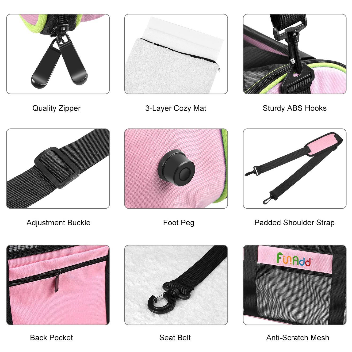 FunAdd Tragetasche für Haustiere Faltbare Schultertasche Reisen 44 × 28 × 28 cm