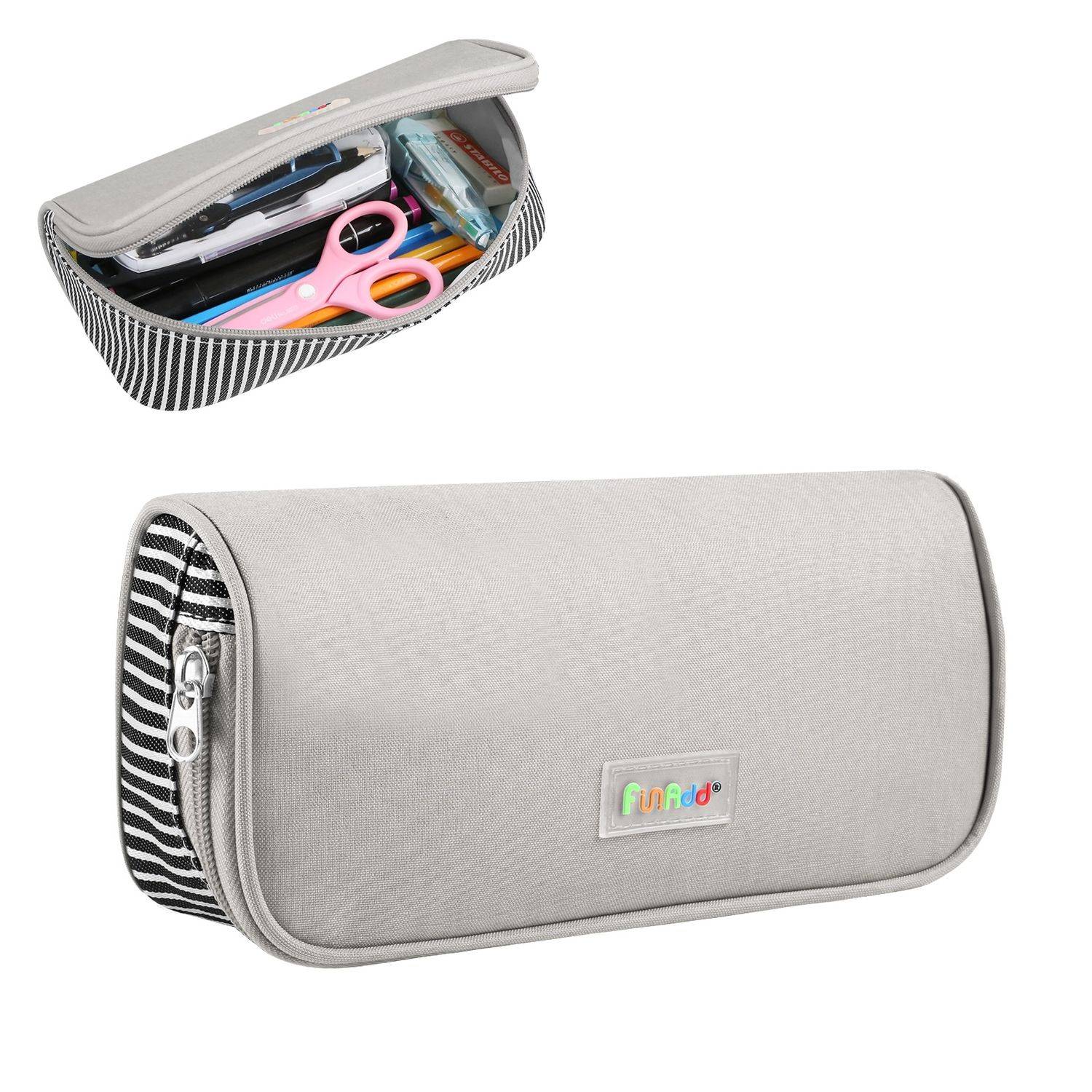 FunAdd Federmäppchen Stift Etui – Kosmetik- & Aufbewahrungstasche Grau