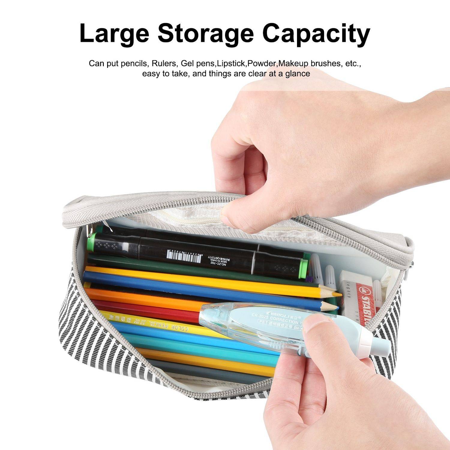 FunAdd Federmäppchen Stift Etui – Kosmetik- & Aufbewahrungstasche Grau