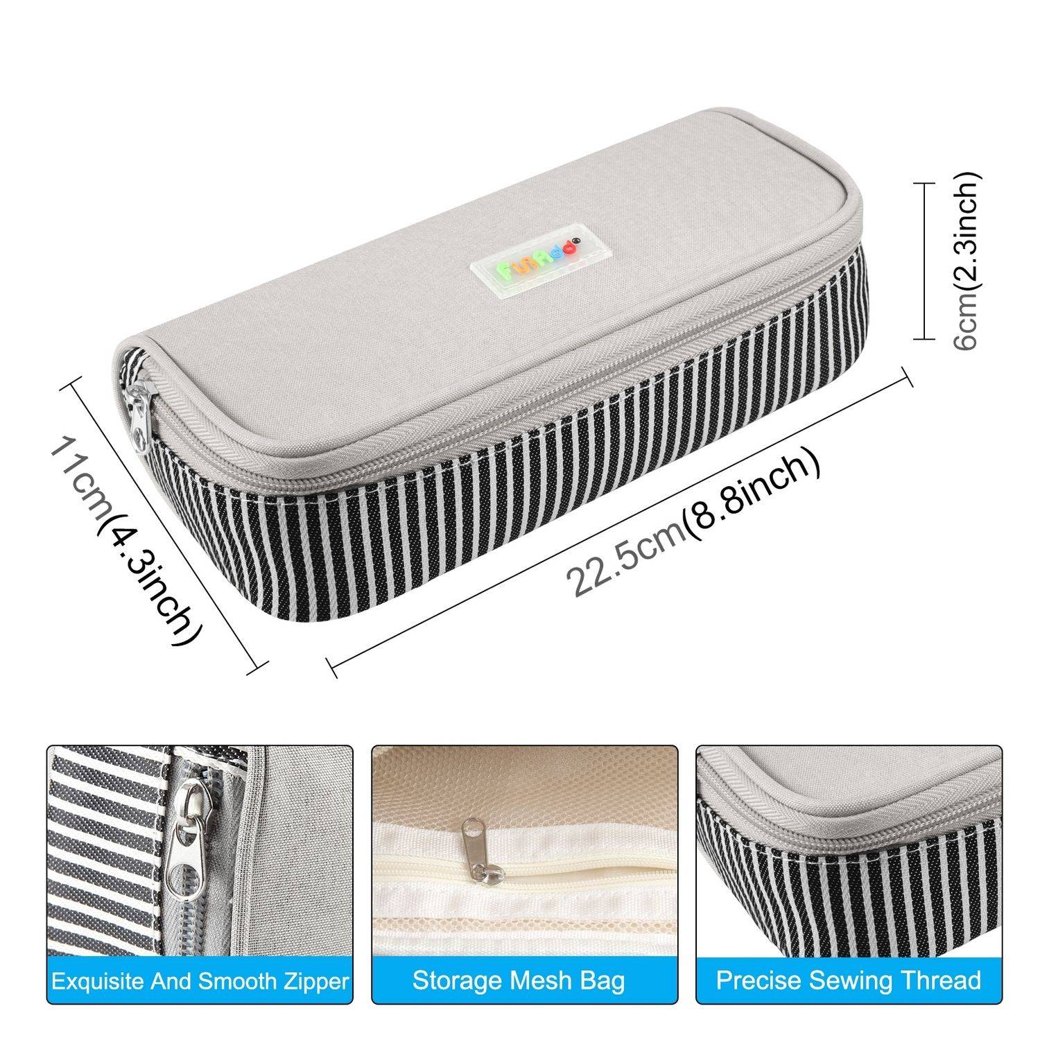 FunAdd Federmäppchen Stift Etui – Kosmetik- & Aufbewahrungstasche Grau