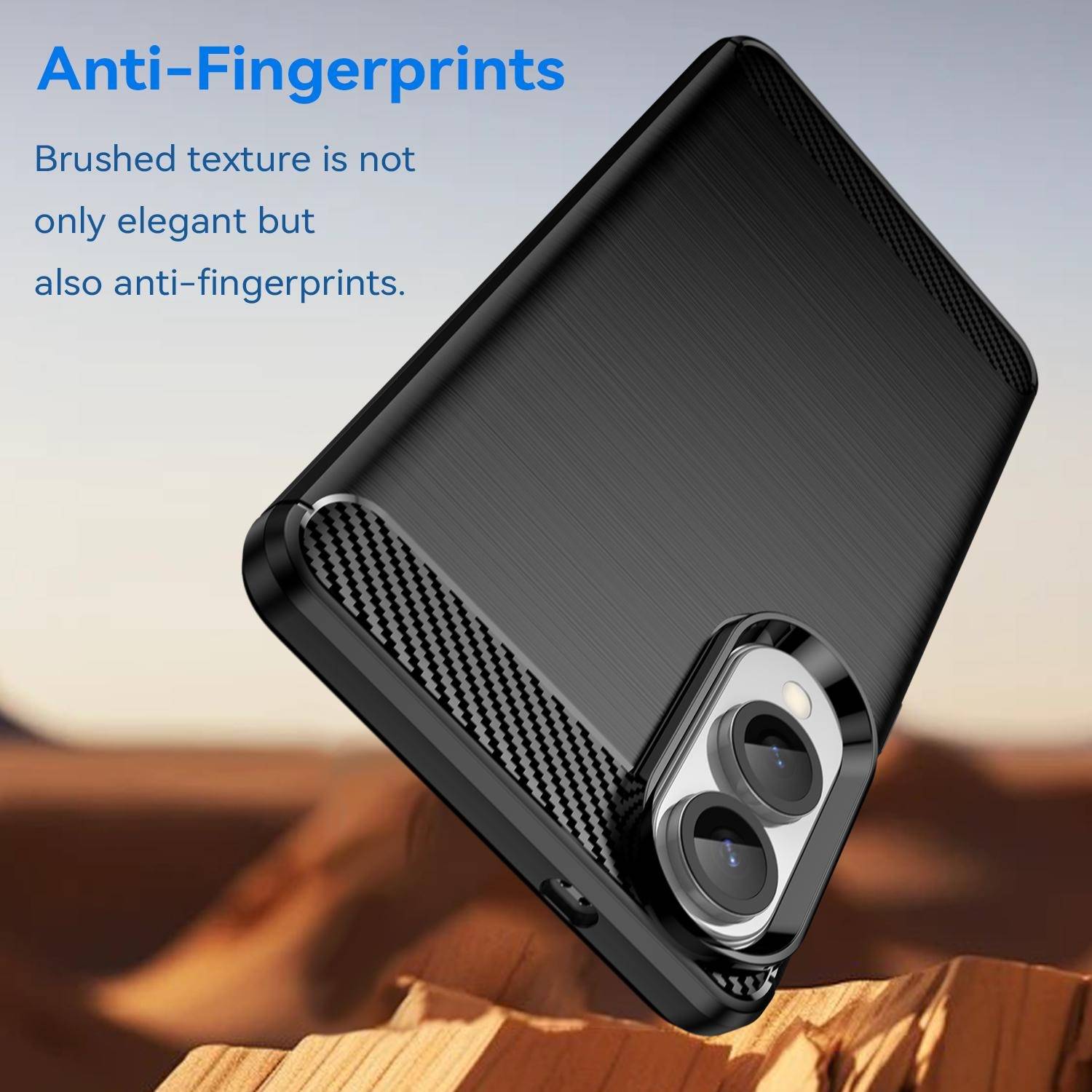 Für Samsung Galaxy S25 Edge 5G Carbon Brushed Design Textur TPU Hülle Schwarz