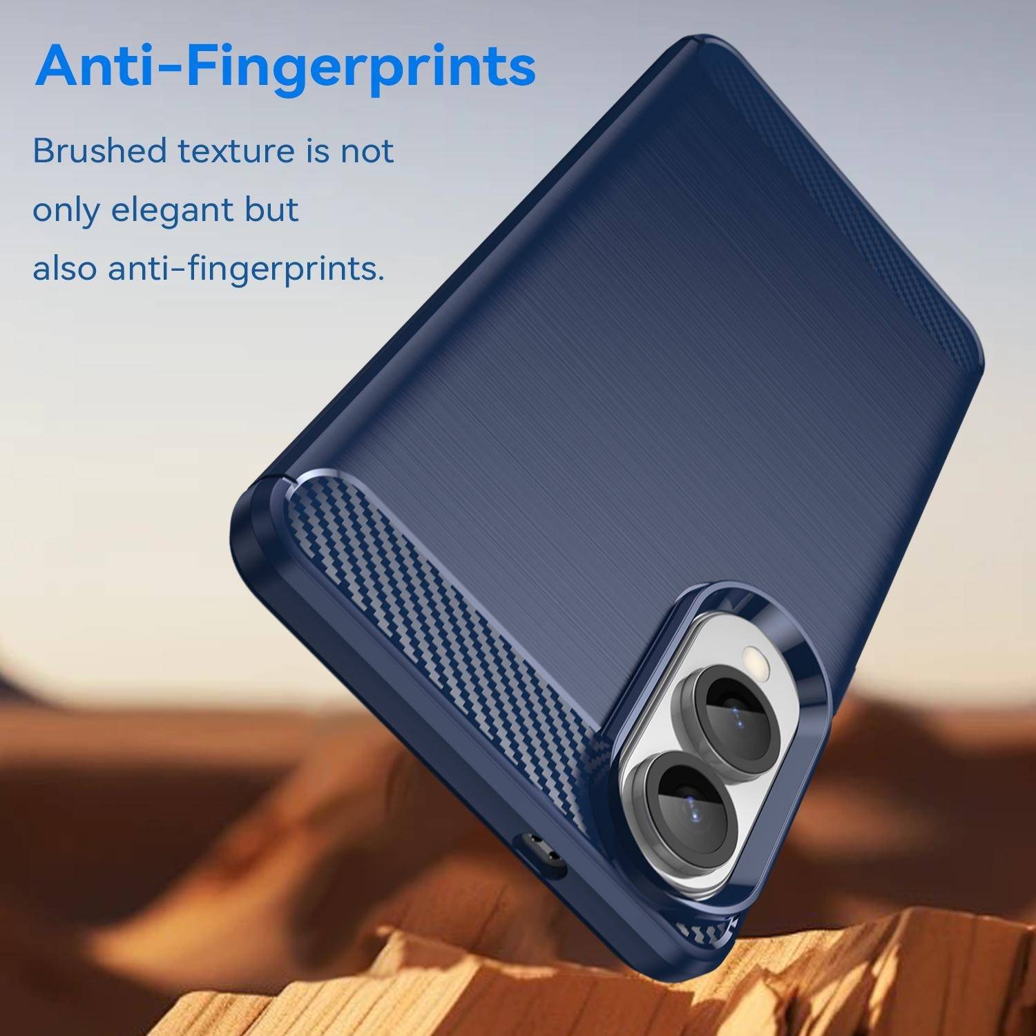 Für Samsung Galaxy S25 Edge 5G Carbon Brushed Design Textur TPU Handy Hülle Blau