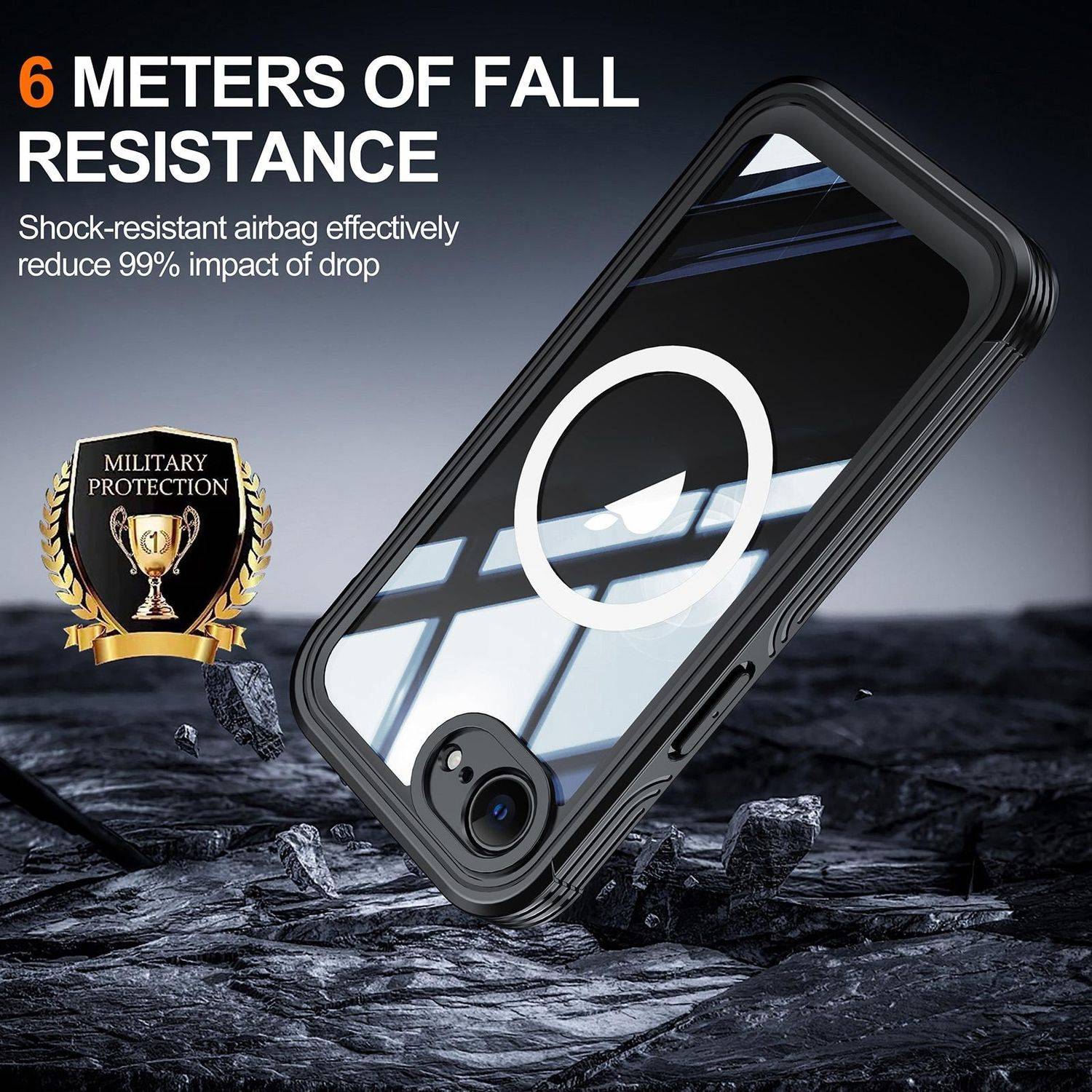 Für Apple iPhone 16e MagSafe 360 Full Body Hybrid Tasche Bumper Hülle Schwarz