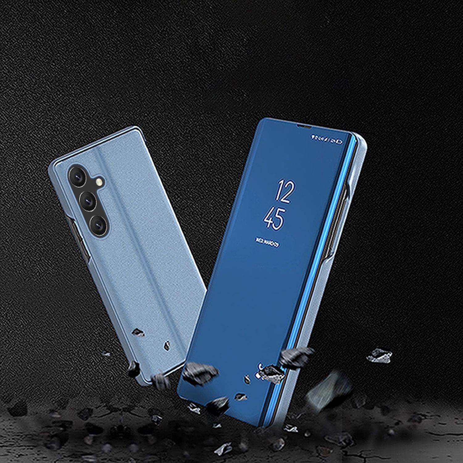 Für Samsung Galaxy S25 Edge 5G View Spiegel Handy Smart Cover Wake UP Funktion Case Lila