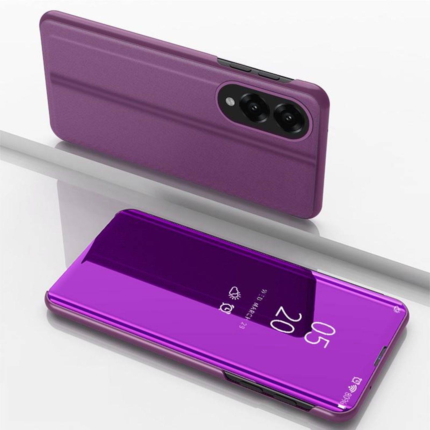 Für Samsung Galaxy S25 Edge 5G View Spiegel Handy Smart Cover Wake UP Funktion Case Magenta