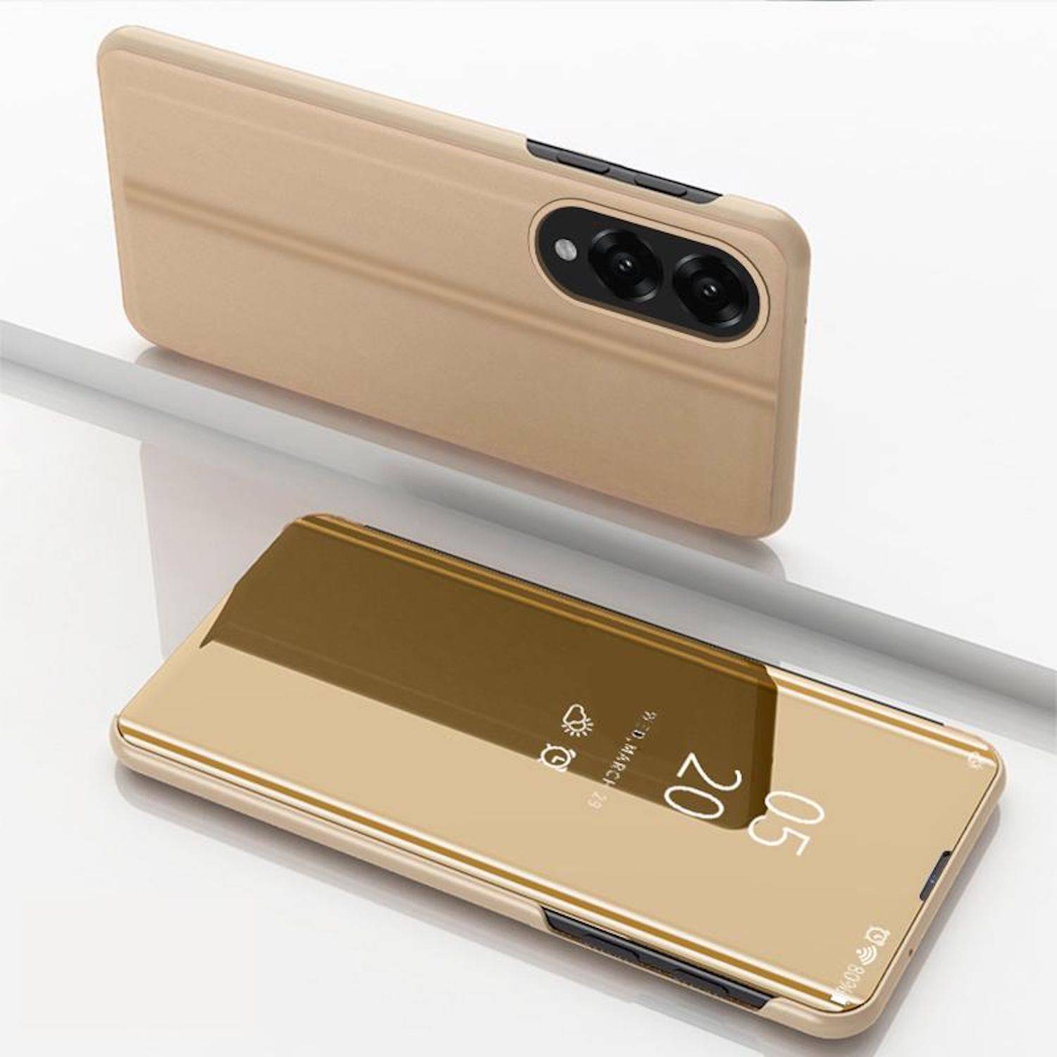 Für Samsung Galaxy S25 Edge 5G View Spiegel Handy Smart Cover Wake UP Funktion Case Gold