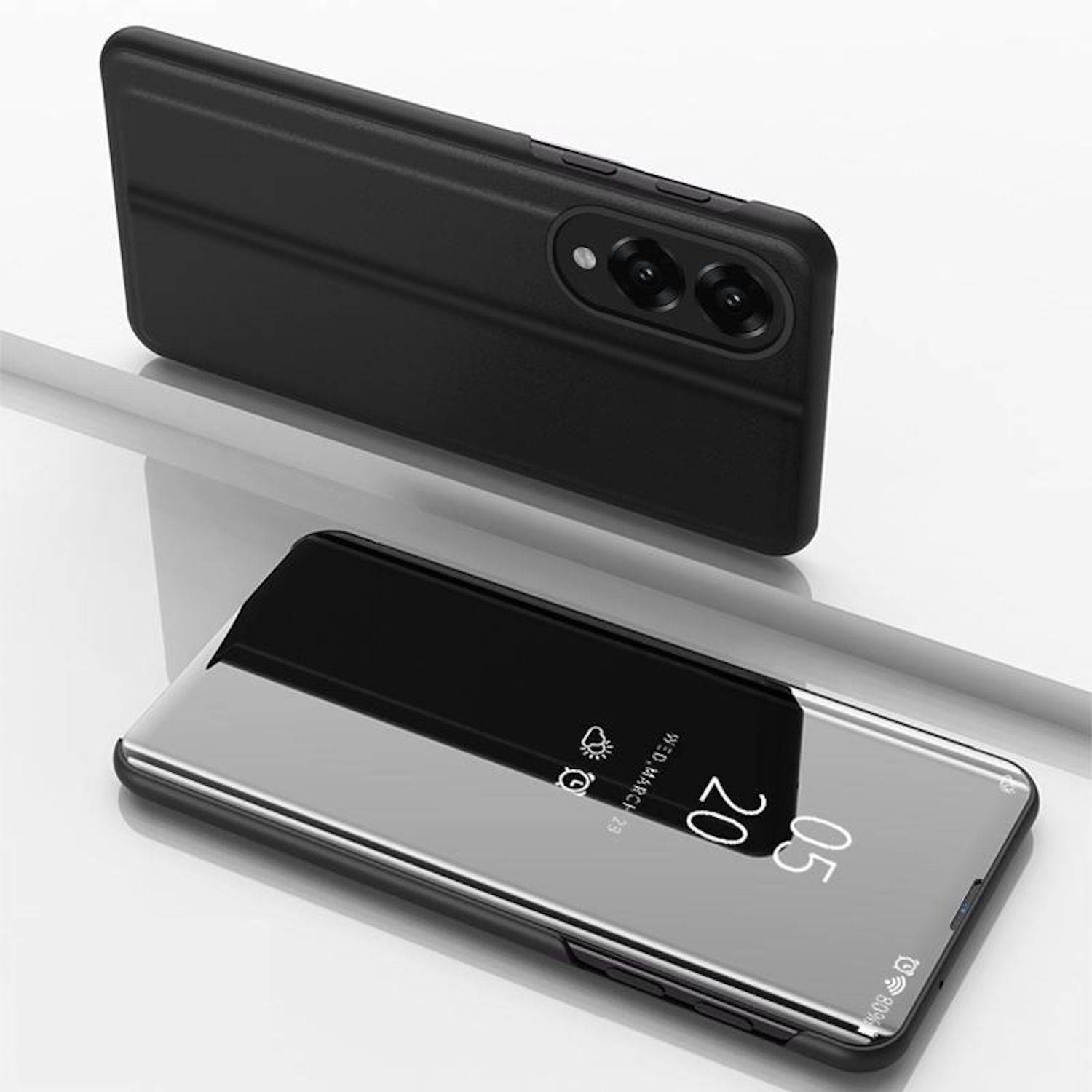 Für Samsung Galaxy S25 Edge 5G View Spiegel Handy Smart Cover Wake UP Funktion Case Schwarz