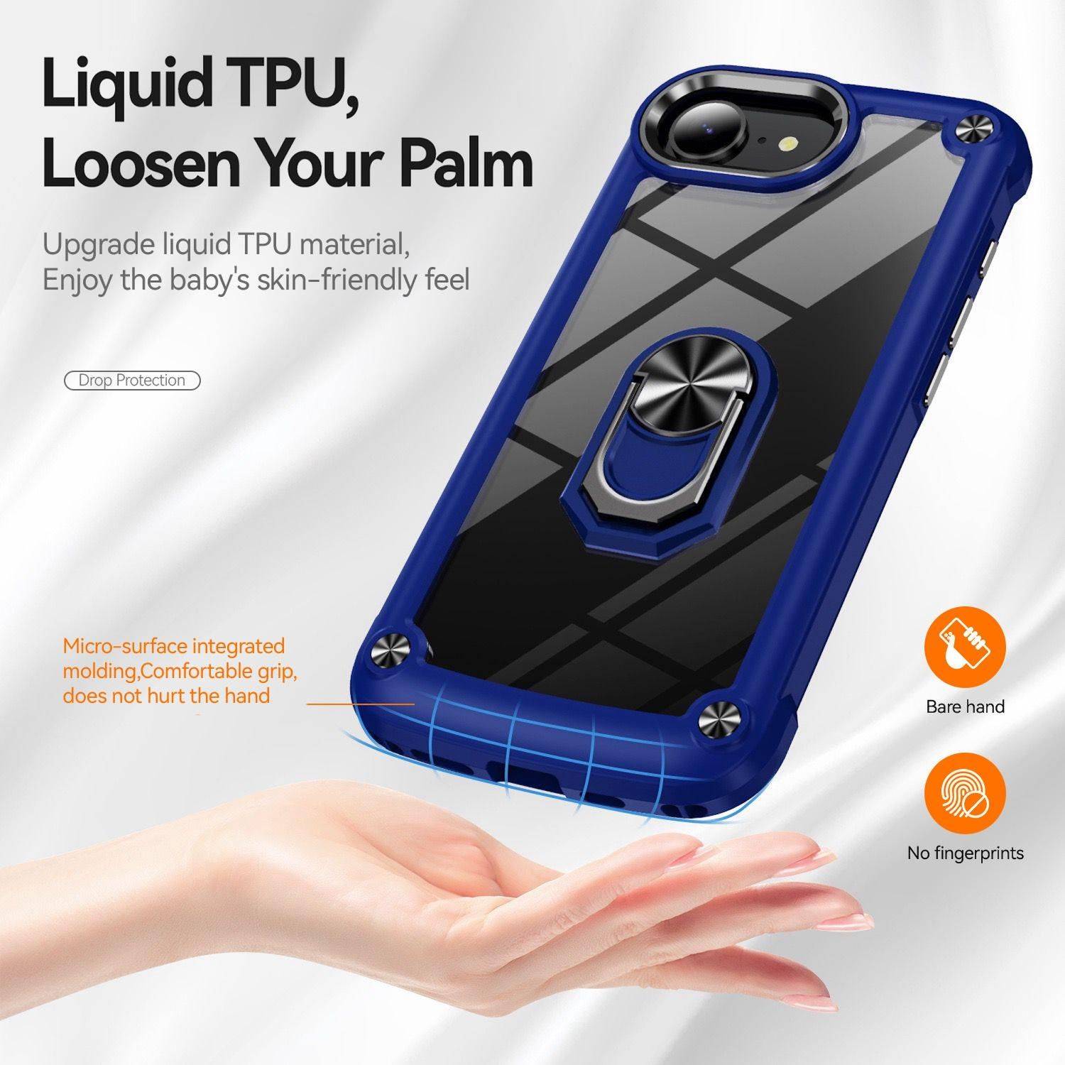 Für Apple iPhone 16e TPU + PC Hülle mit Linsenschutz und Ringhalter Case Schwarz