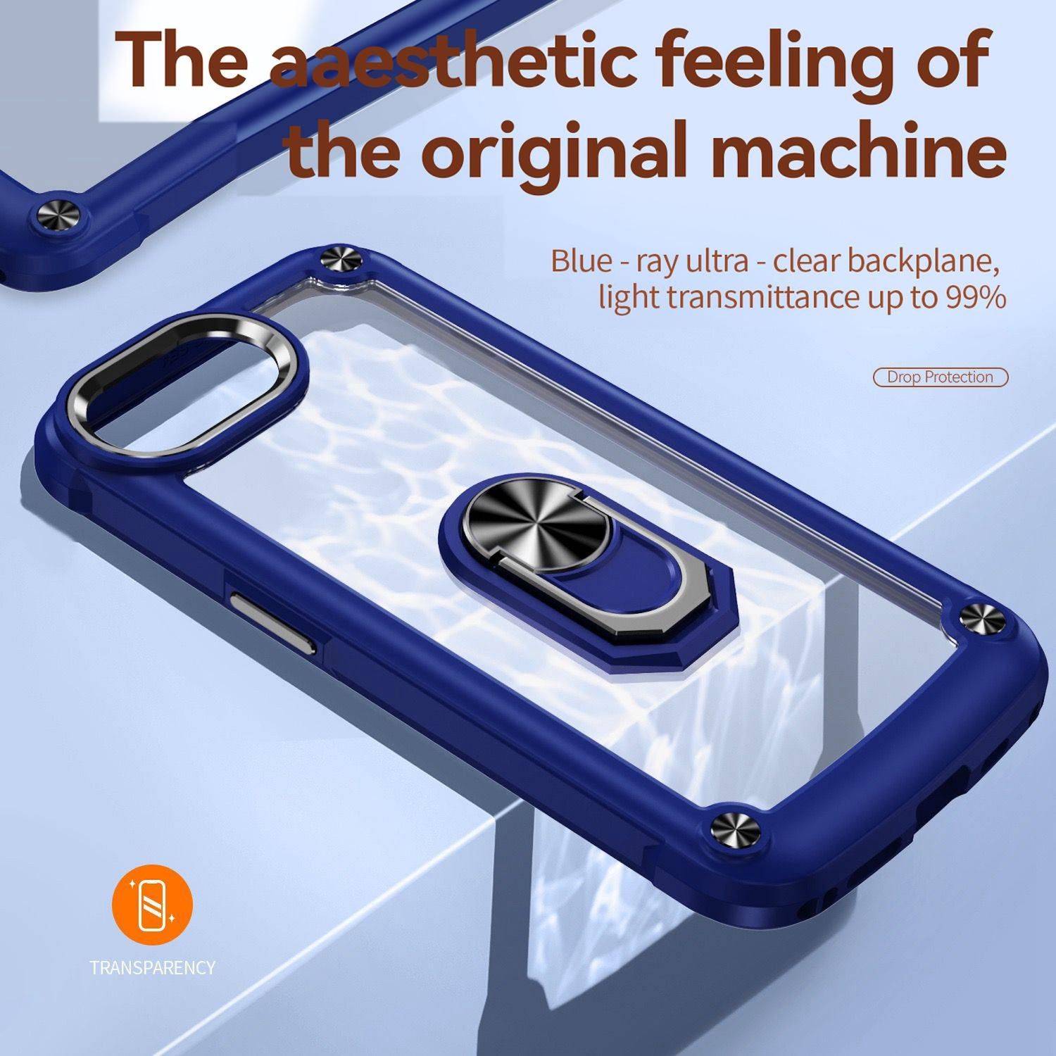Für Apple iPhone 16e TPU + PC Hülle mit Linsenschutz und Ringhalter Case Schwarz
