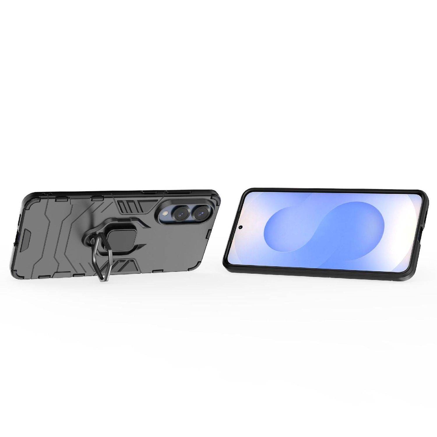 Für Samsung Galaxy S25 Edge 5G TPU / PC Design Magnet Ring Halter Hülle Schwarz
