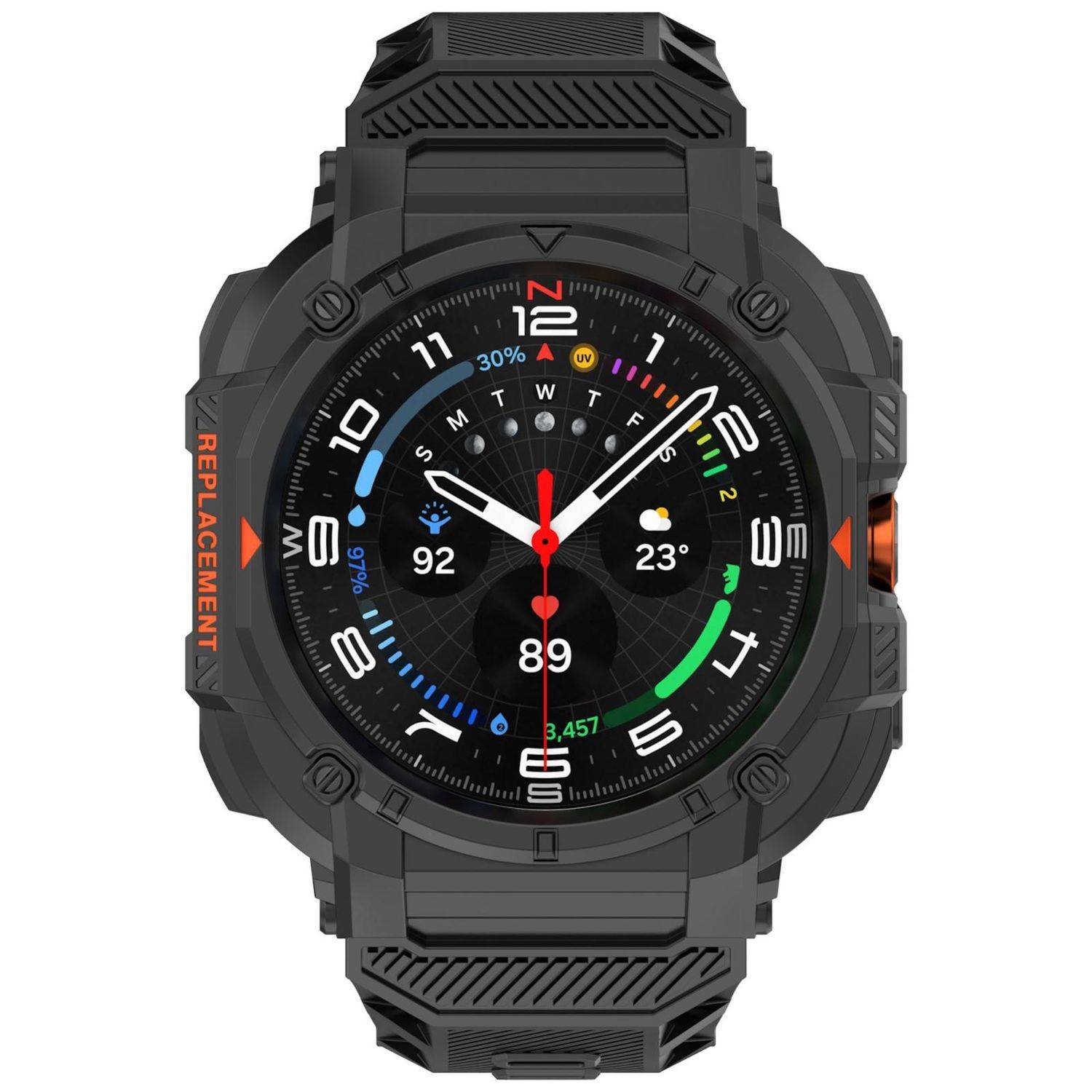 Für Samsung Galaxy Watch Ultra 47mm TPU Schutzhülle integriertem Armband Schwarz