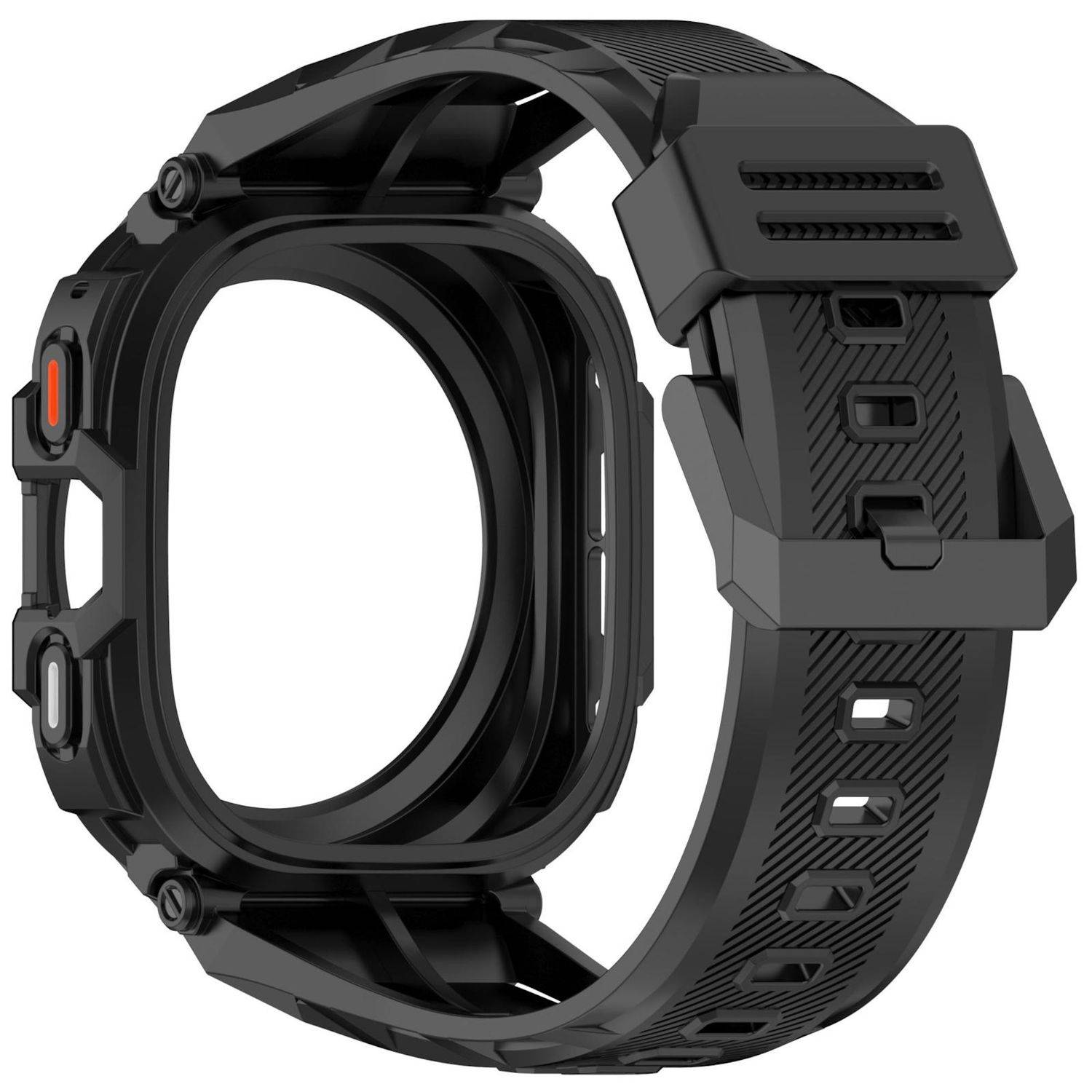 Für Samsung Galaxy Watch Ultra 47mm TPU Schutzhülle integriertem Armband Schwarz