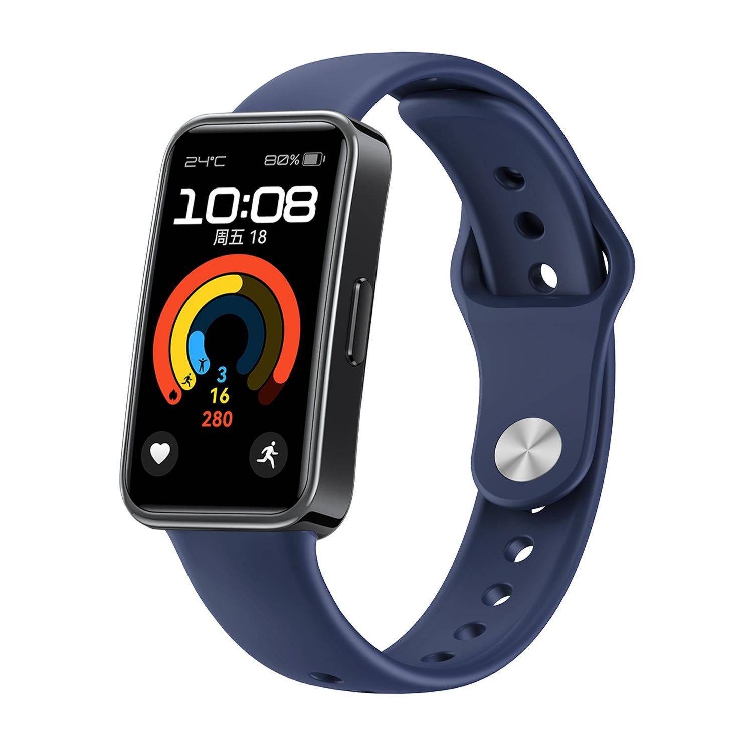 Für Huawei Watch Band 10 / 10 NFC Silikon Armband umgekehrte Schnalle D- Blau