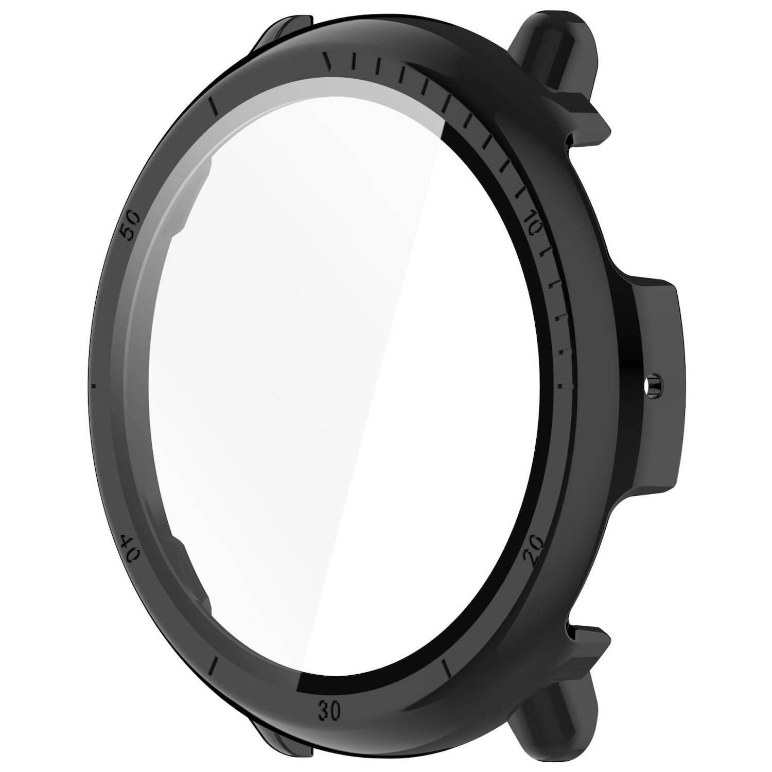 Für Amazfit Active 2 Kunststoff PC Smart Hülle Case + Tempered H9 Hart Glas Schwarz