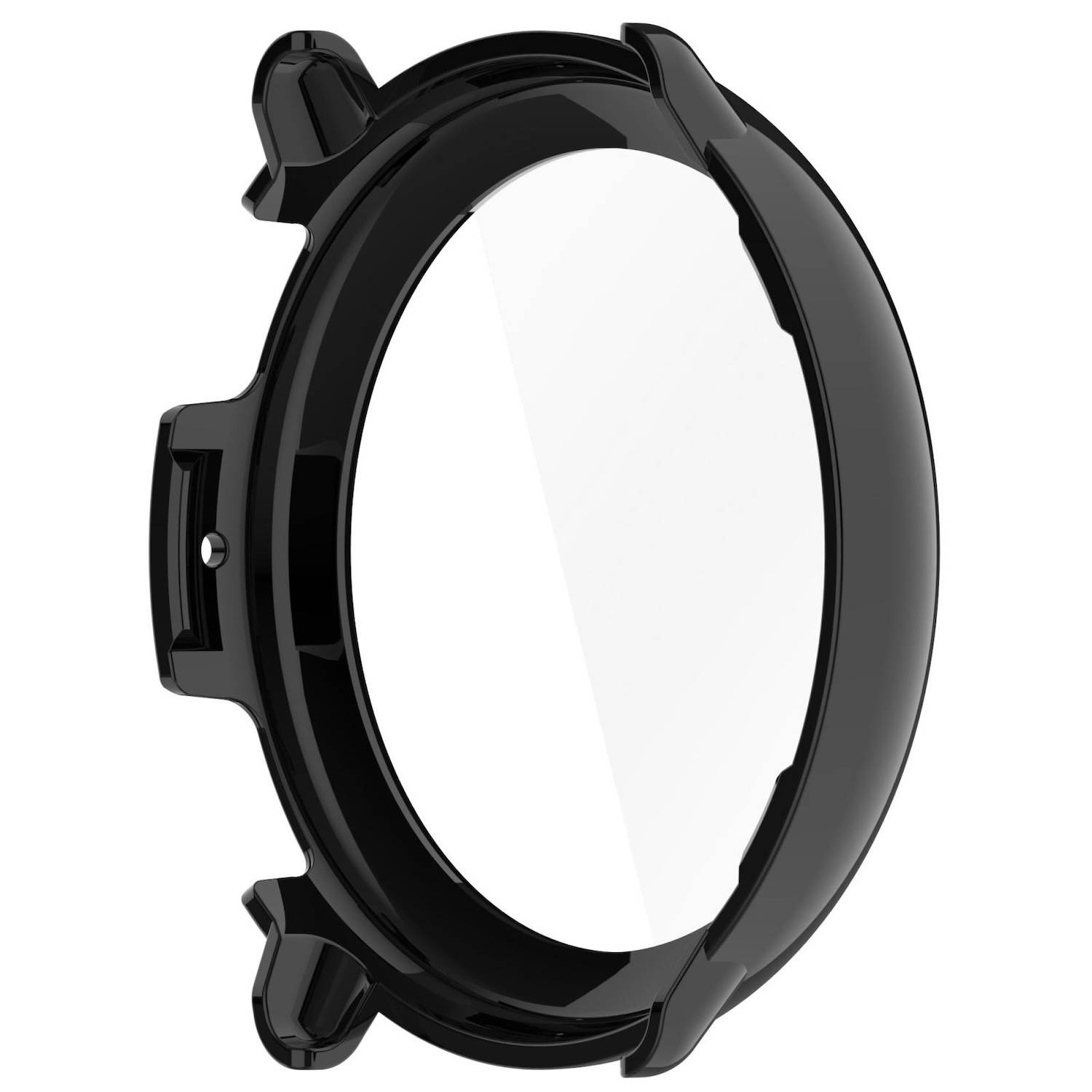 Für Amazfit Active 2 Kunststoff PC Smart Hülle Case + Tempered H9 Hart Glas Schwarz