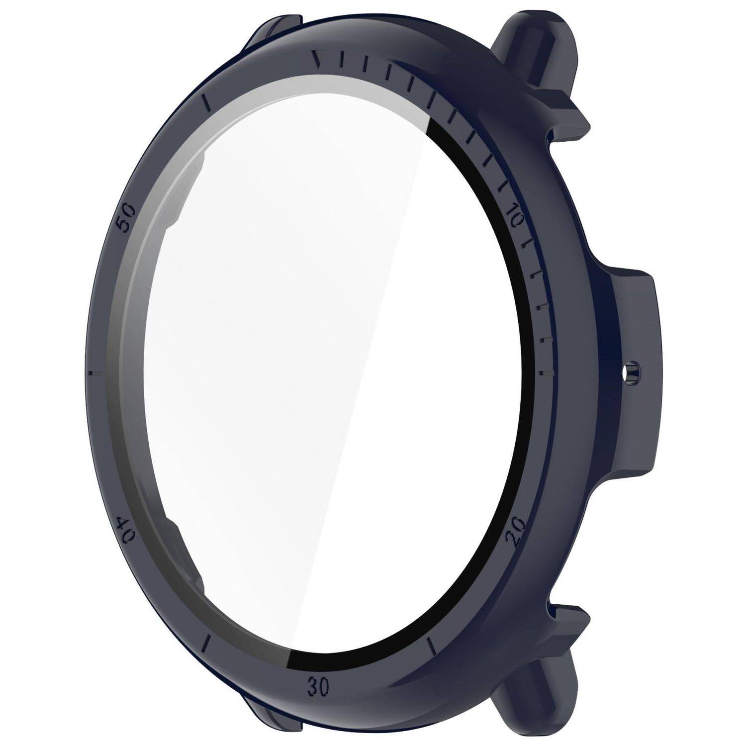 Für Amazfit Active 2 Kunststoff PC Smart Hülle Case + Tempered H9 Hart Glas Dunkelblau