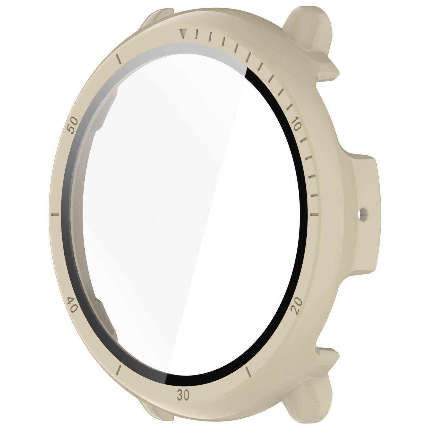 Für Amazfit Active 2 Kunststoff PC Smart Hülle Case + Tempered H9 Hart Glas Beige