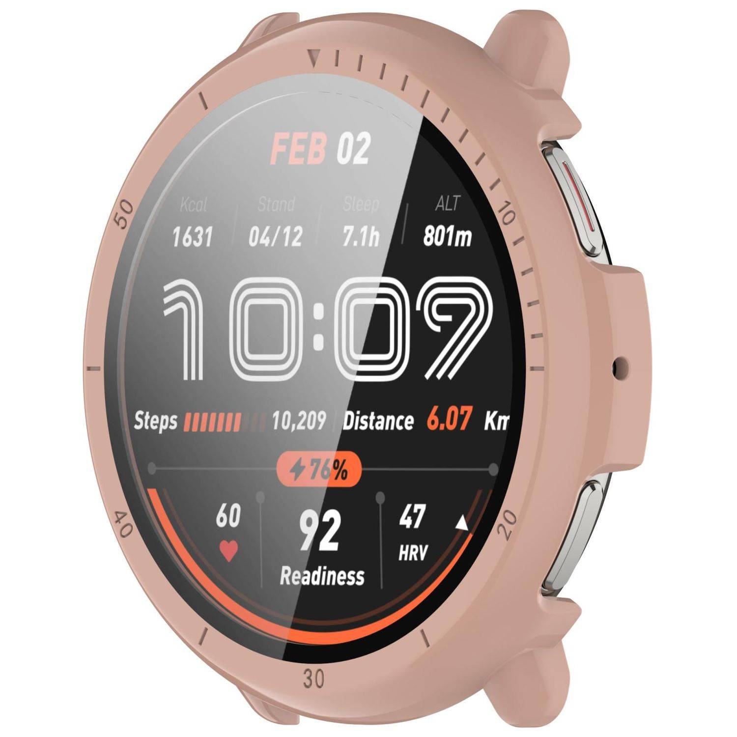 Für Amazfit Active 2 Kunststoff PC Smart Hülle Case + Tempered H9 Hart Glas Rosa
