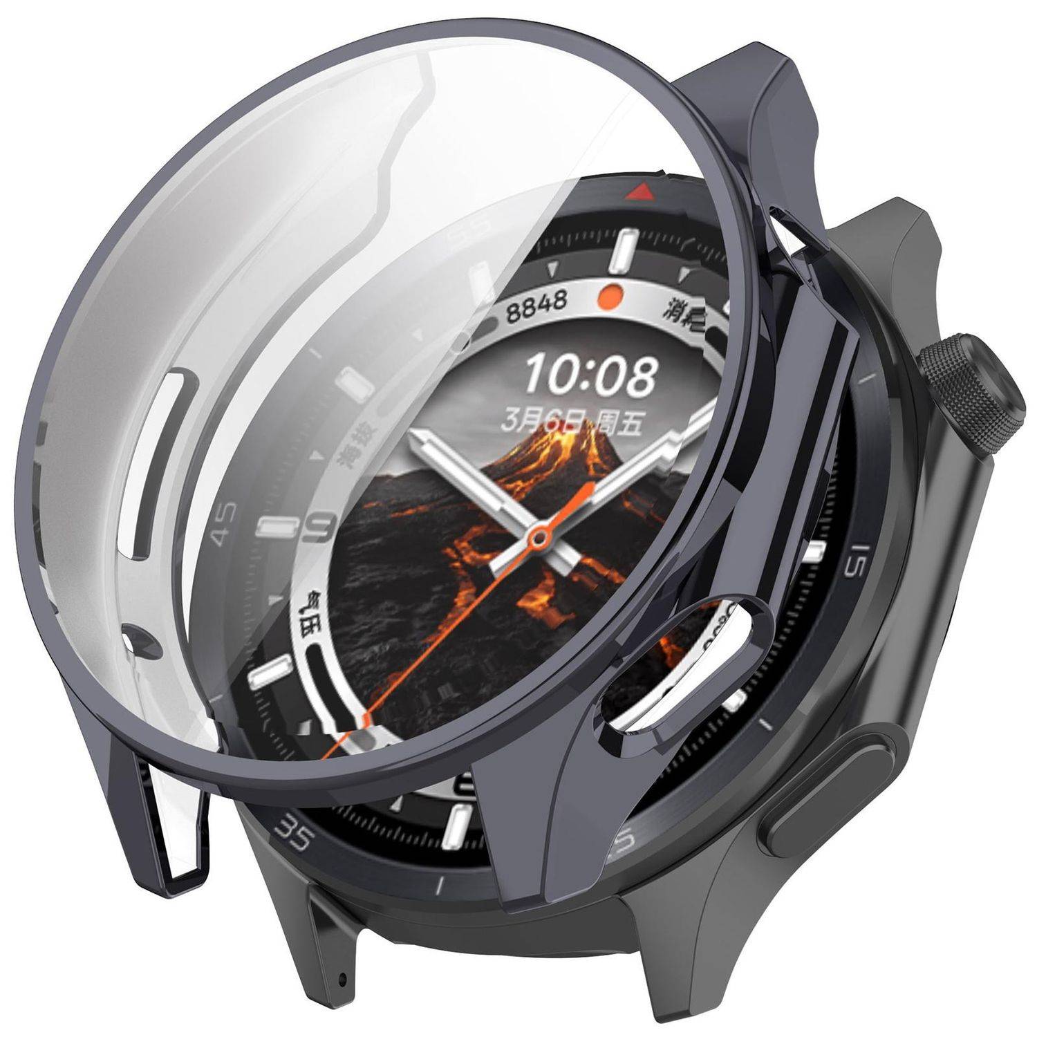 Für OnePlus Watch 3 Electroplated Full Cover TPU Watch Schutz Hülle Grau