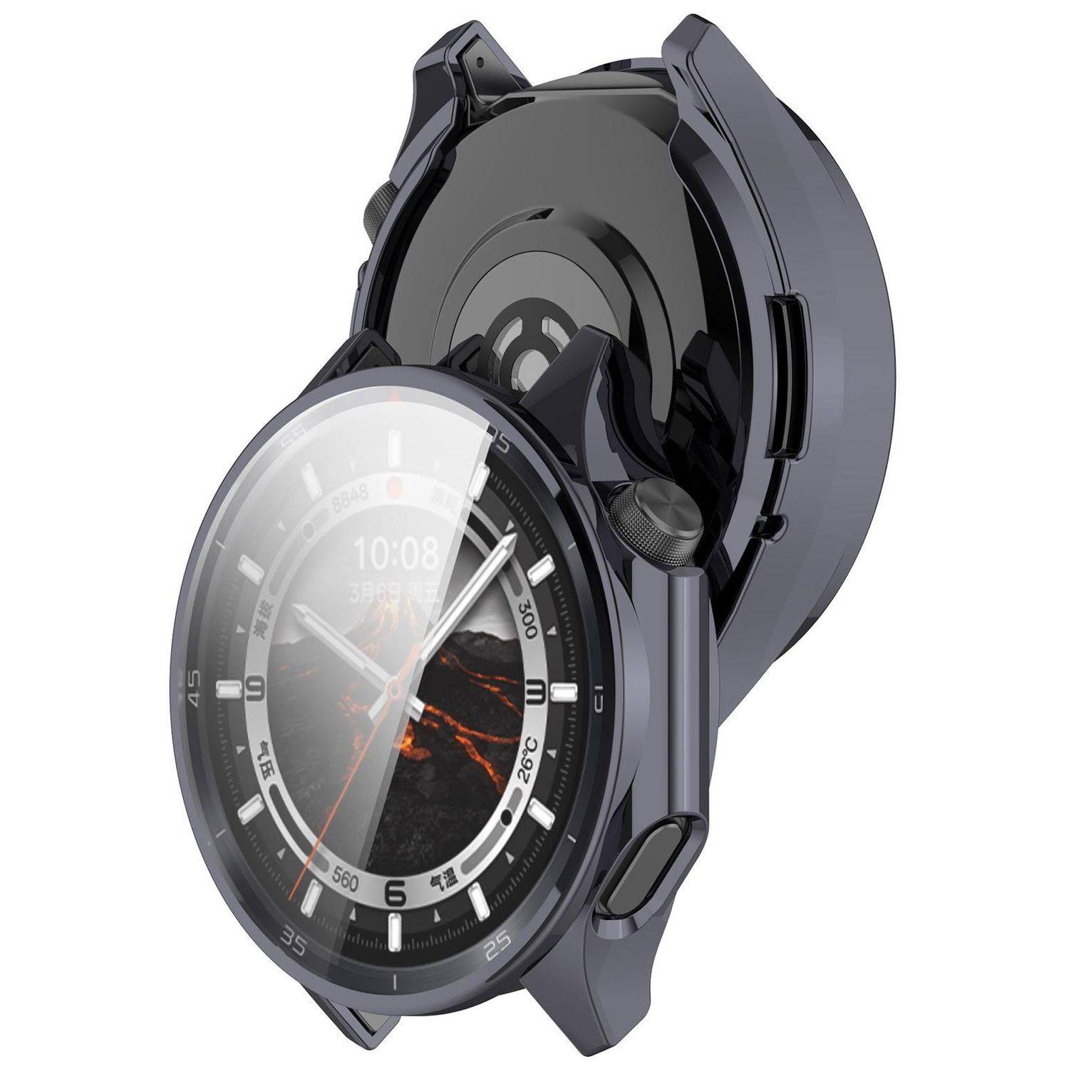 Für OnePlus Watch 3 Electroplated Full Cover TPU Watch Schutz Hülle Grau