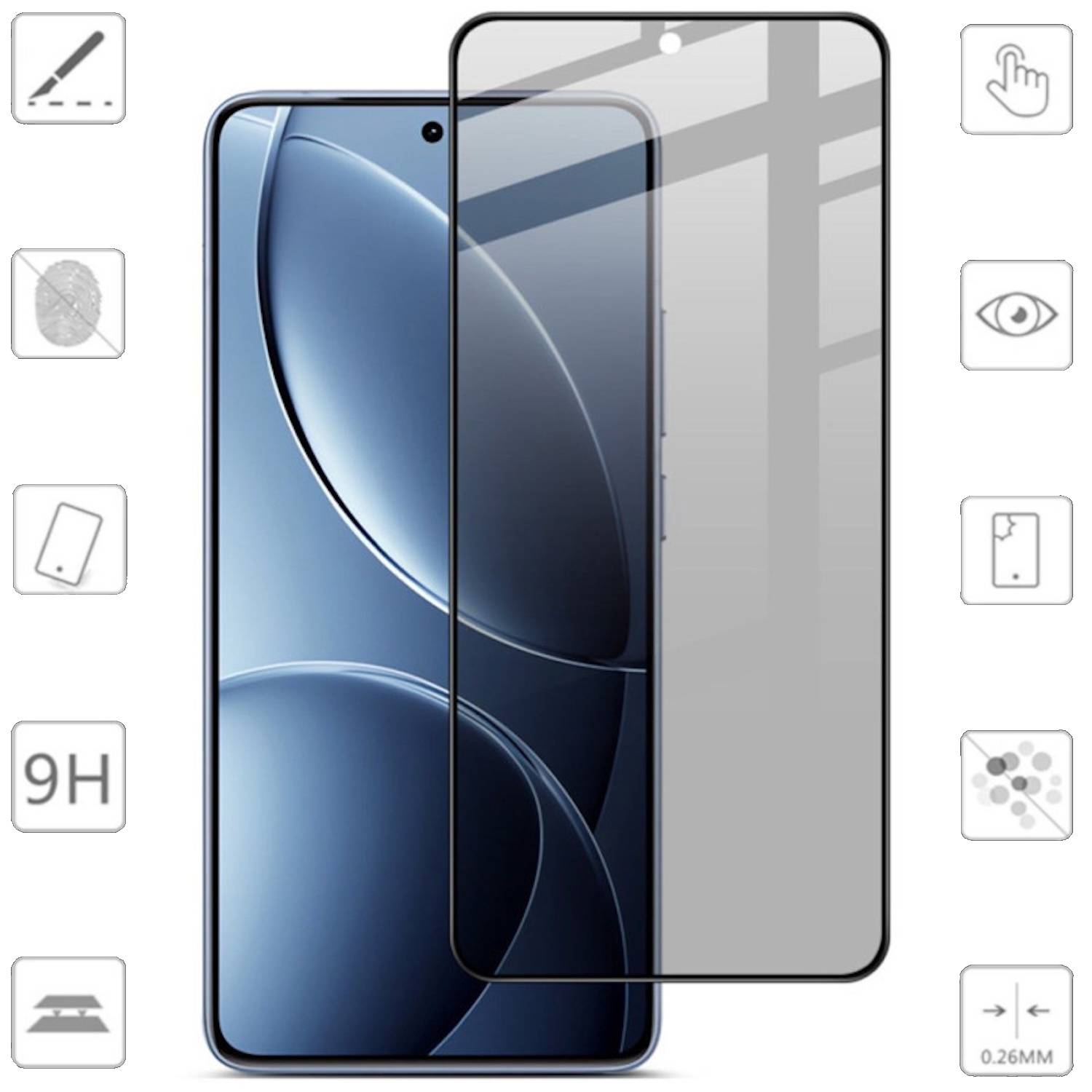 Für Xiaomi Poco F7 Pro / F7 Ultra 2x 2.5D 0,26mm Privacy Blickschutz Display Hart Glas Schutz Folie