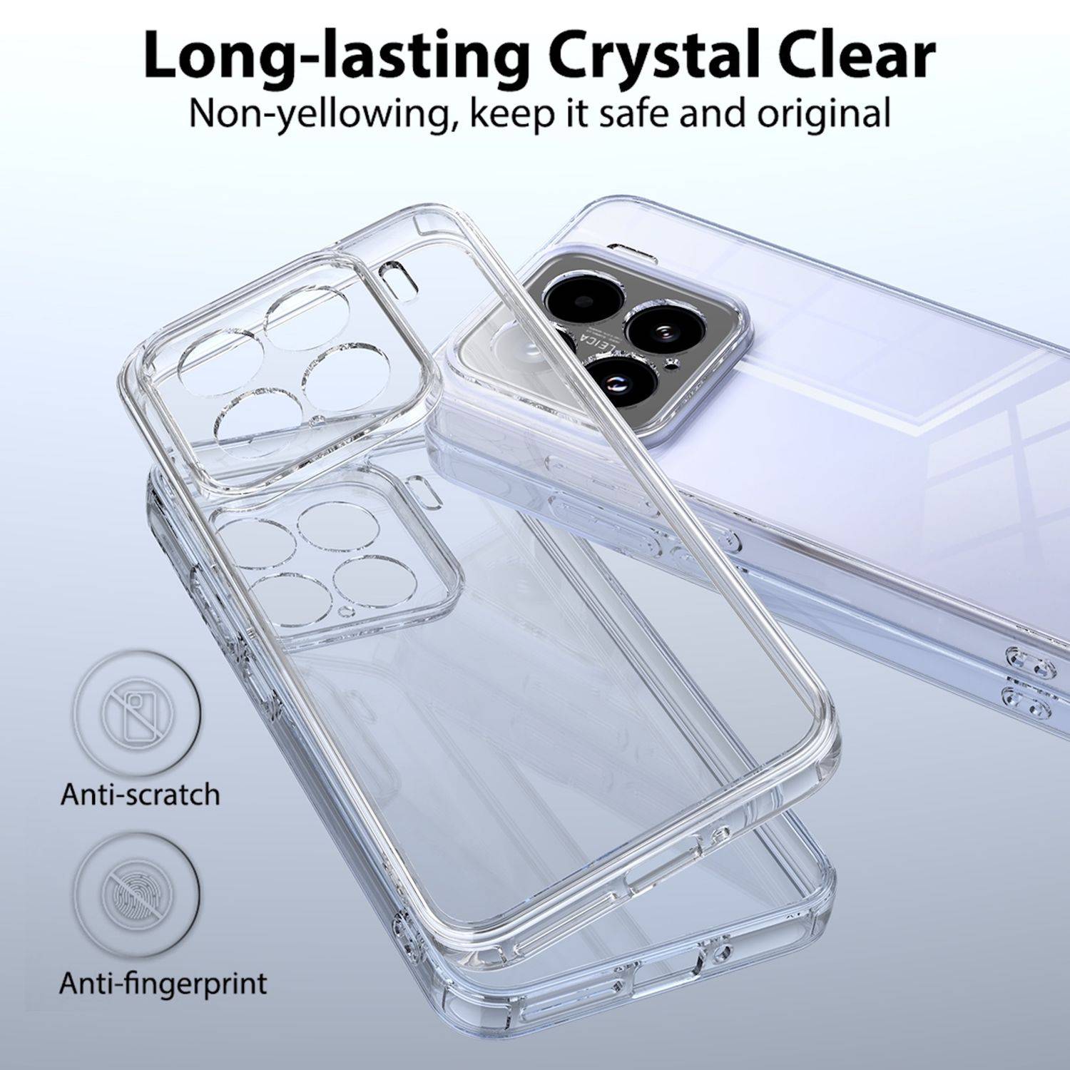 Für Xiaomi 15 Silikon TPU Schutz Hülle Cover Transparent + H9 Hart Glas Folie