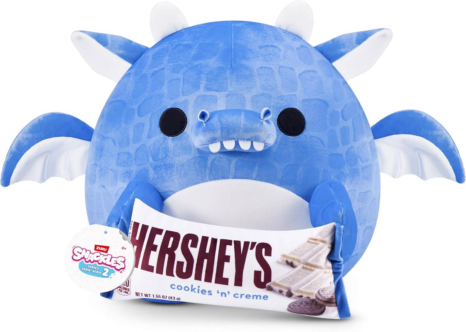 ZURU 77605X - Snackles Drache Blaze in Blau mit Hersheys, Serie 2.5 - Kuscheltier (20 cm)
