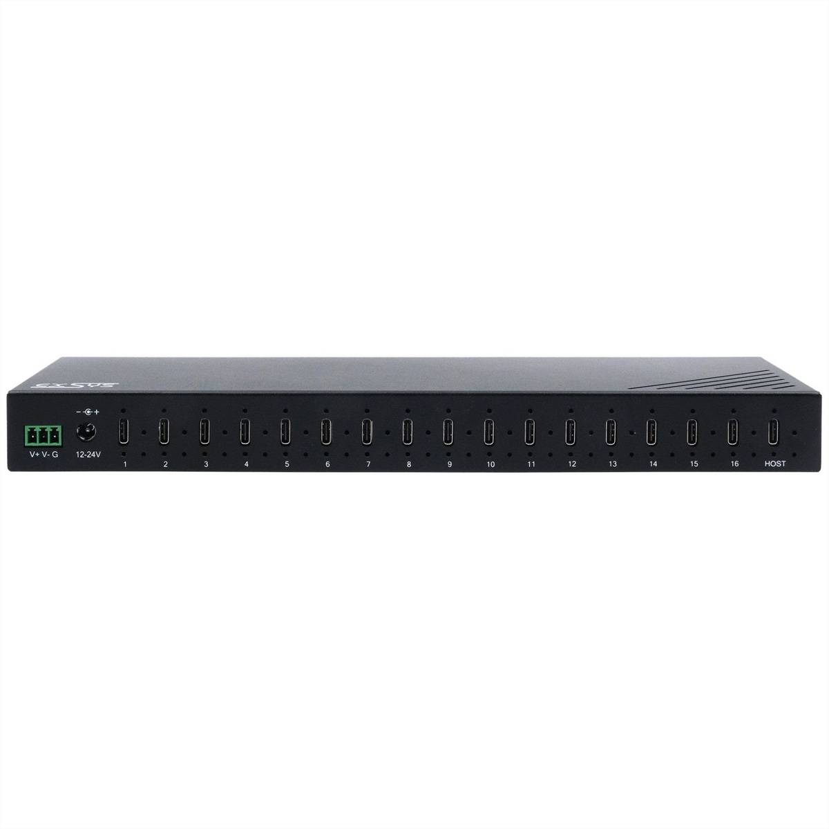 EXSYS EX-12276HMS 16-Port USB 3.2 Gen 2 Metall HUB, mit 16x C-Anschlüsse