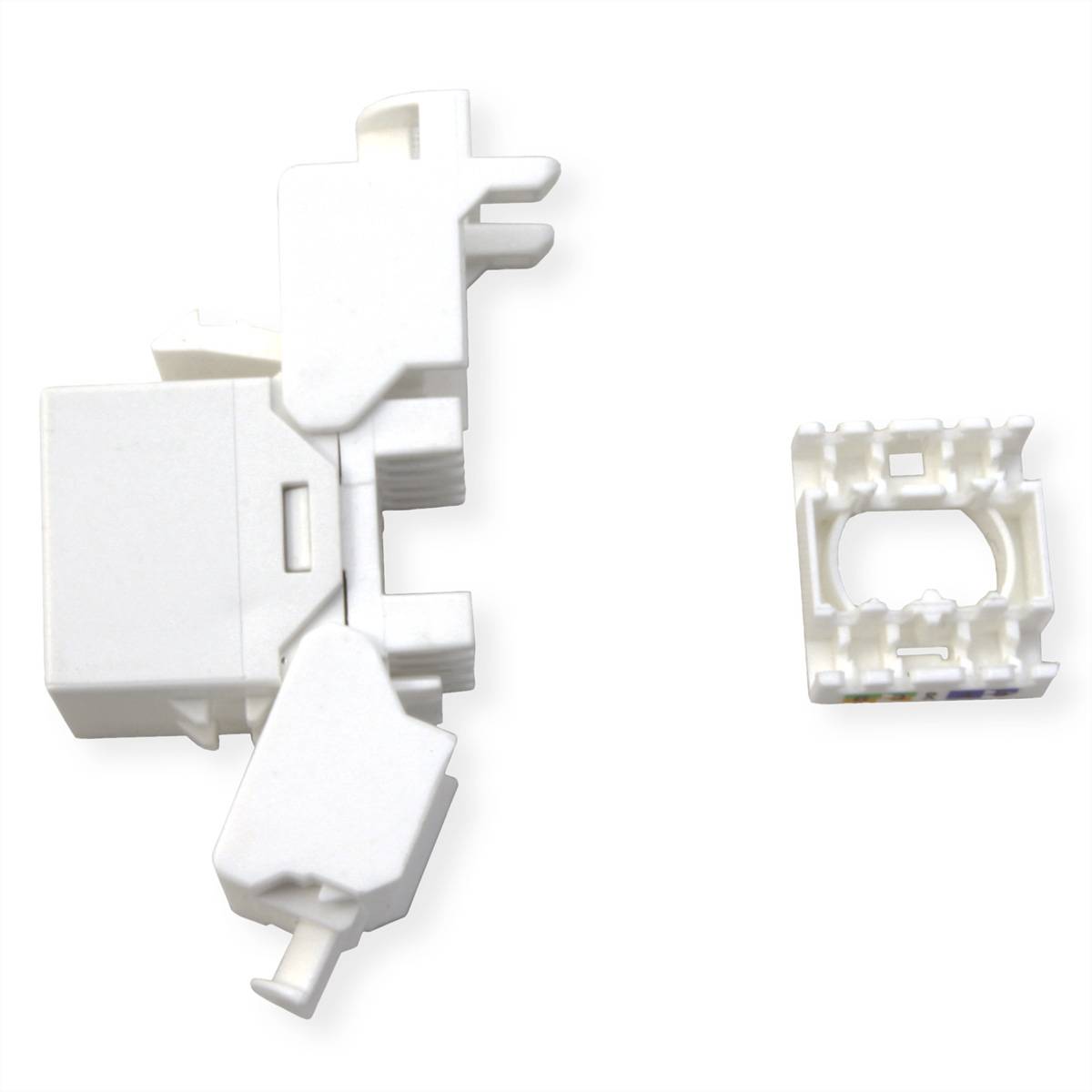 ROLINE Cat.6A (Class EA) Keystone, ungeschirmt, werkzeuglos, SLIM, extra kurz, weiß