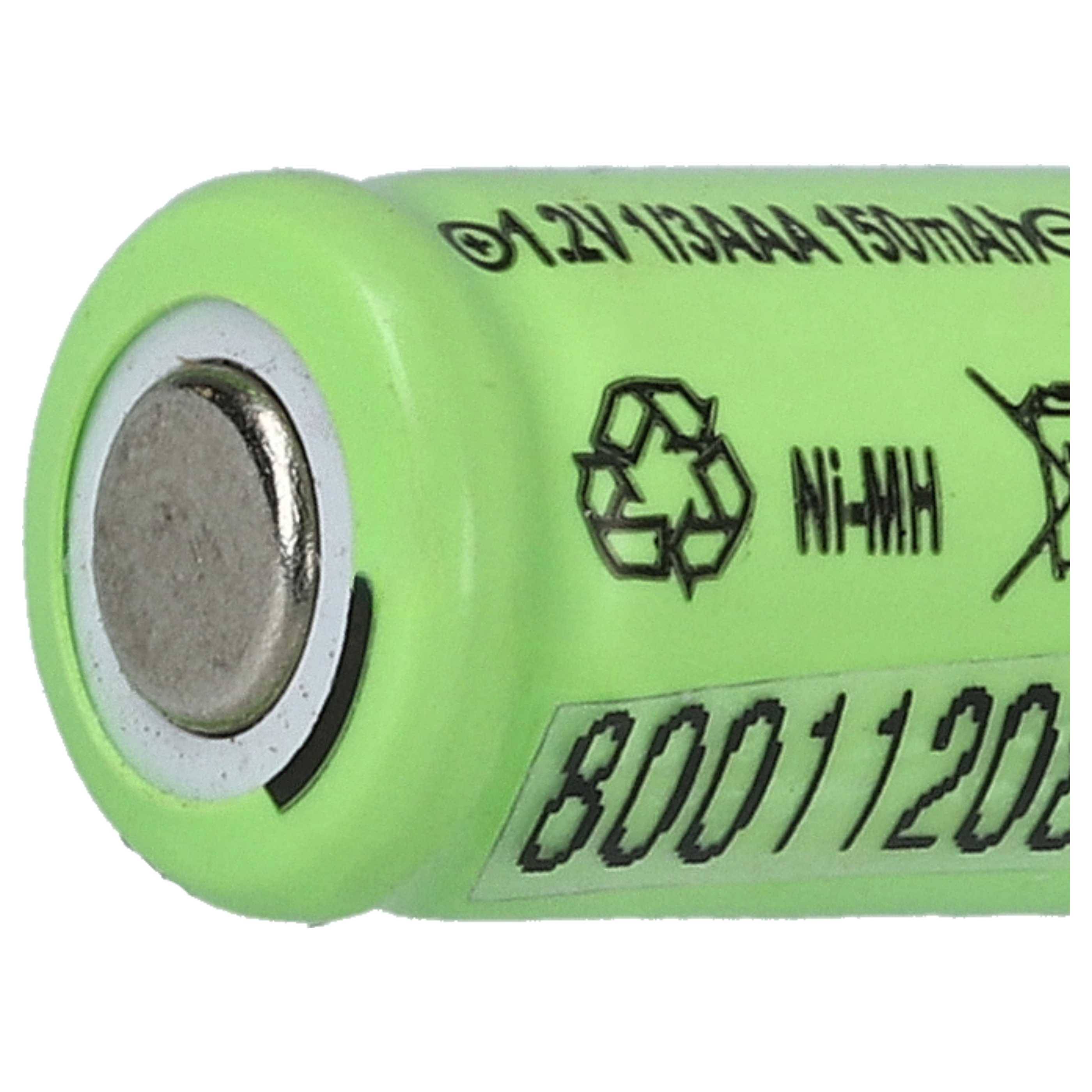 vhbw 100x Akku Ersatz für 1/3AAA für Modellbau (150mAh, 1,2V, NiMH)