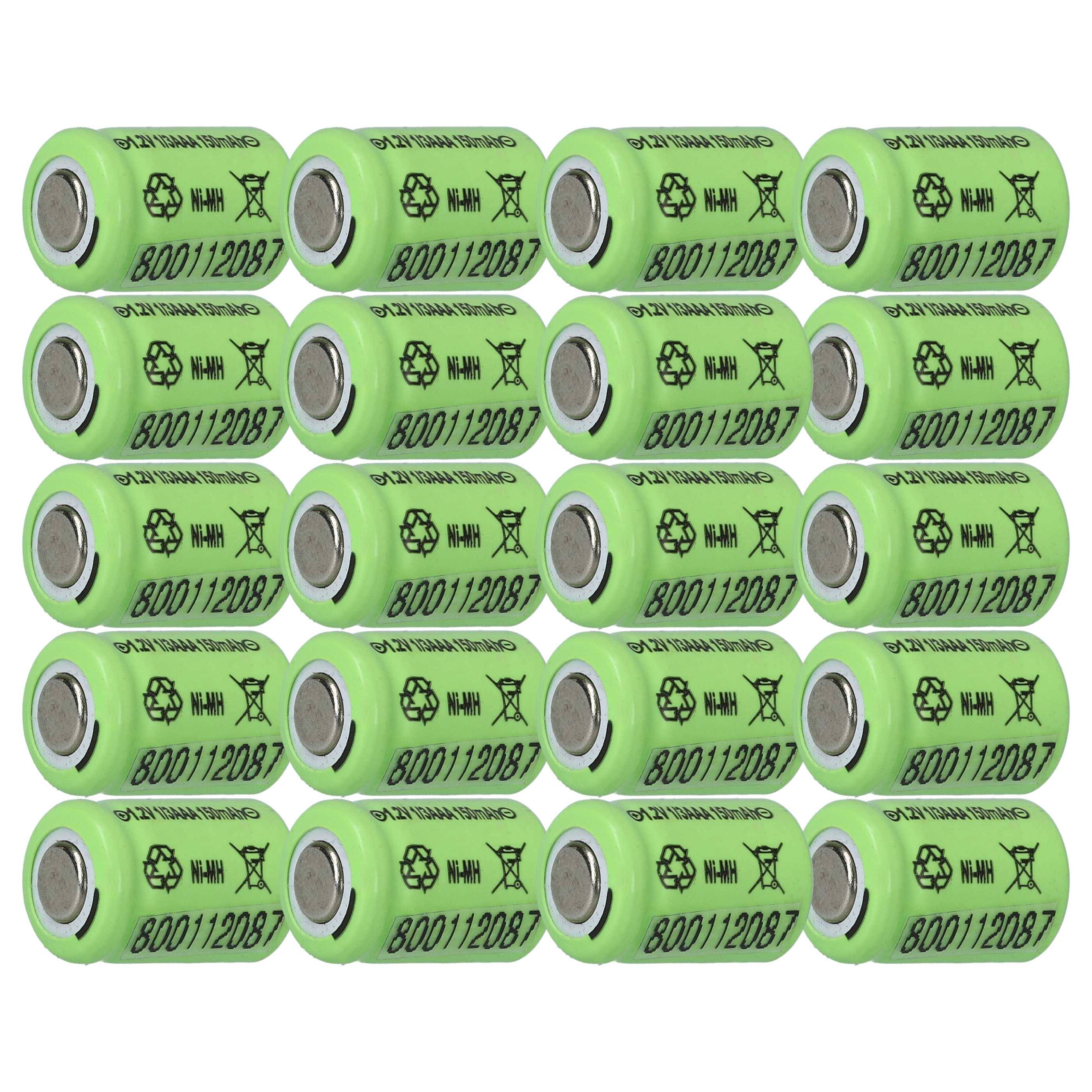 vhbw 20x Akku Ersatz für 1/3AAA für Modellbau (150mAh, 1,2V, NiMH)
