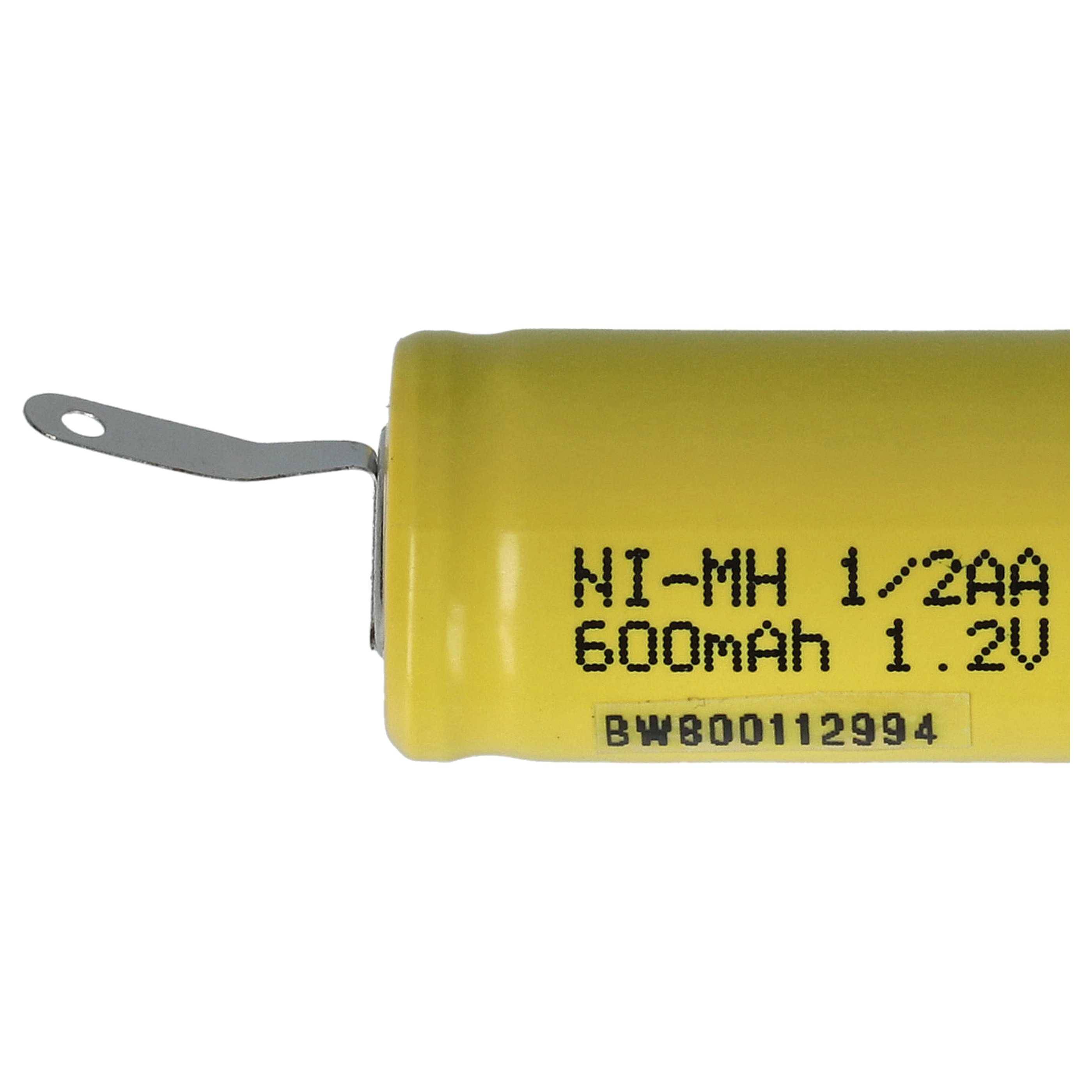 vhbw 10x Akku Ersatz für 1/2AA für Modellbau (600mAh, 1,2V, NiMH, Grün, mit Z-Lötfahne)