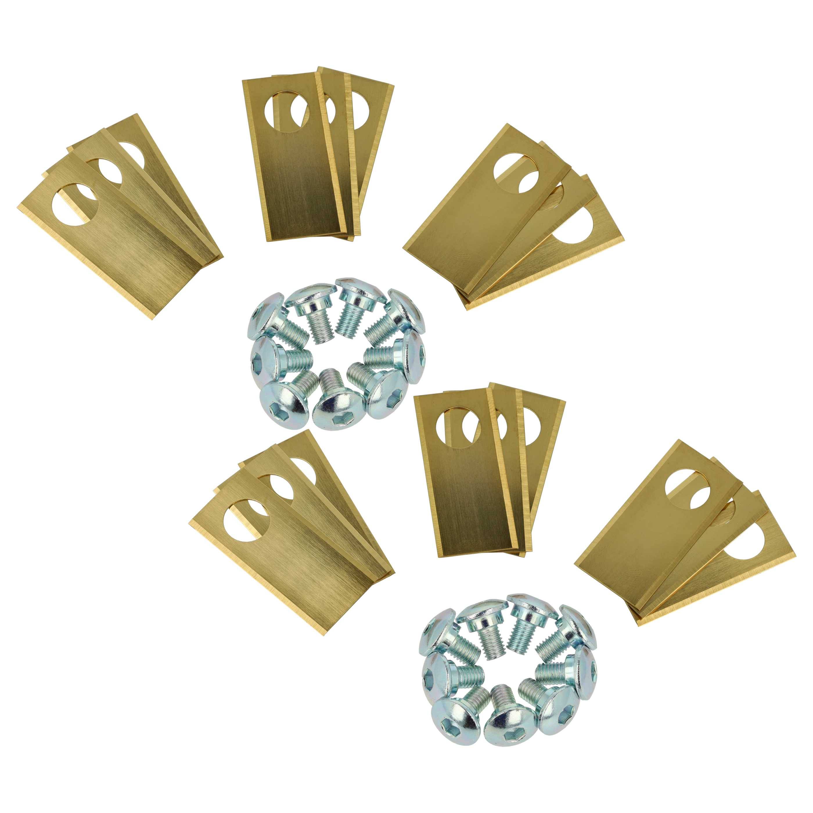 vhbw 18x Ersatz-Messer Ersatz für Worx WA0176 für Rasenmäher - Ersatzklinge Silber Gold, Stahl (Titanbeschichtung)