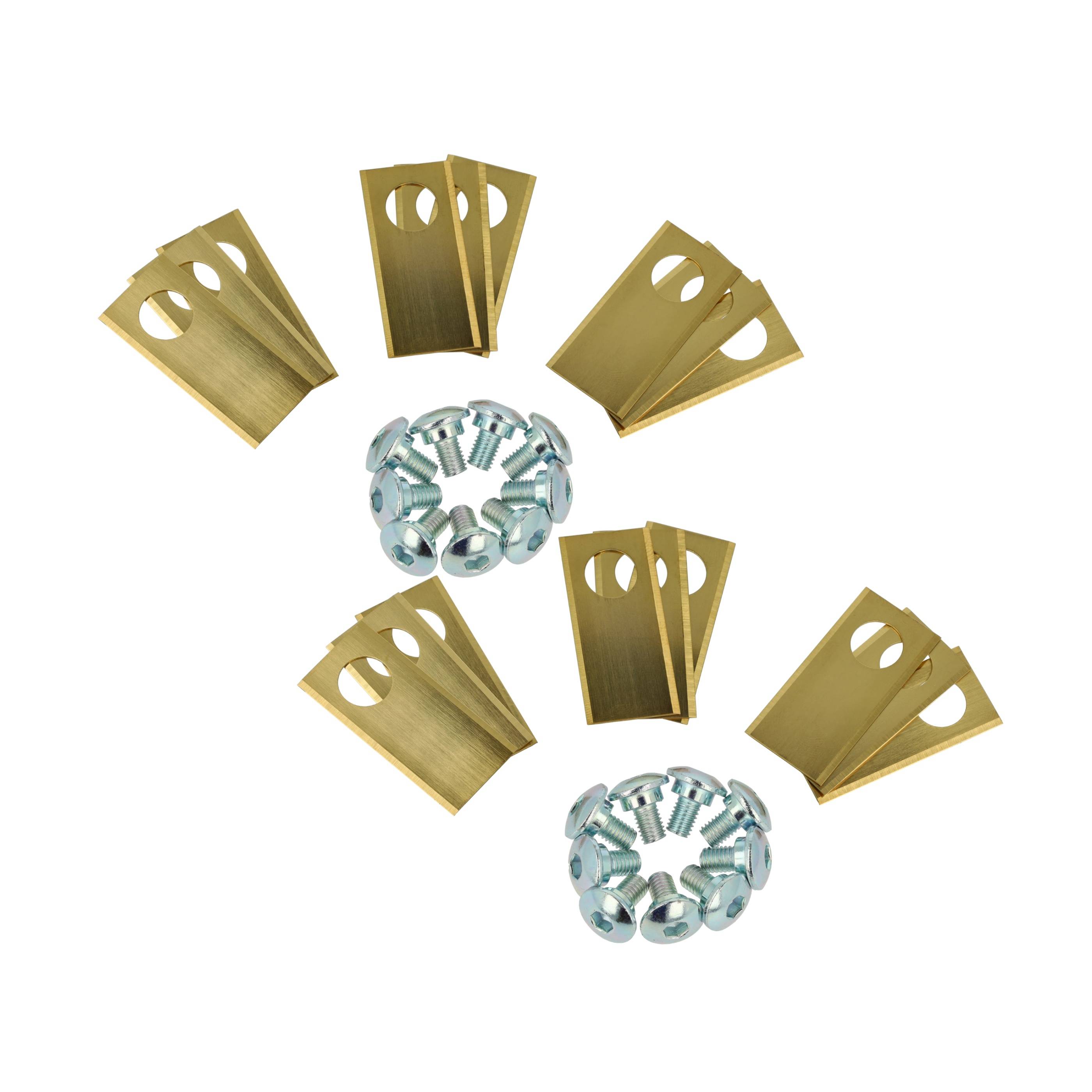 vhbw 18x Ersatz-Messer kompatibel mit Worx Landroid Rasenmäher - Ersatzklinge Silber Gold, Stahl (Titanbeschichtung)