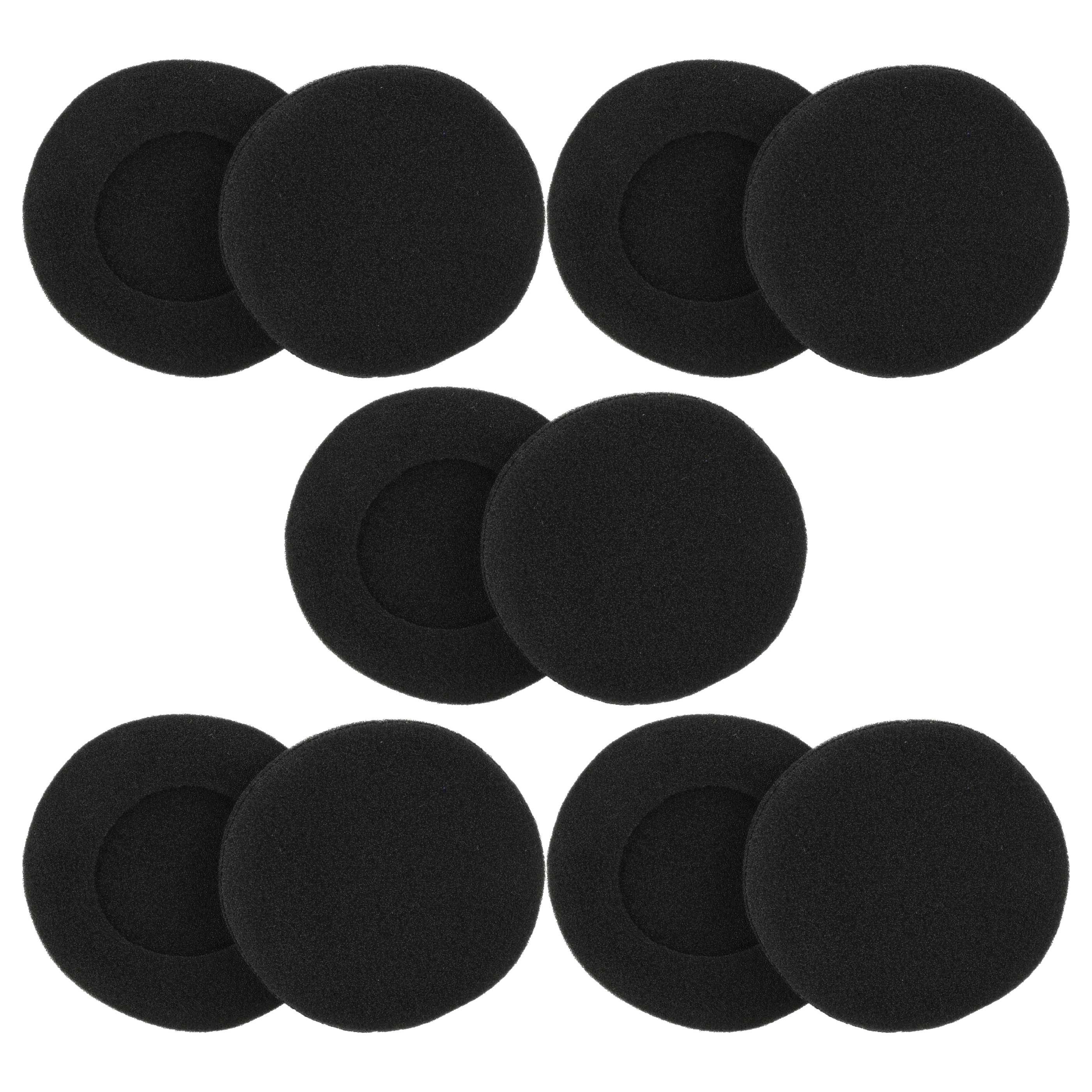 vhbw 10x Ohrpolster kompatibel mit AKG K 402, K 241, K 412P, K 412, K 404, K 403 Kopfhörer Headset, Schaumstoff Schwarz, Matt