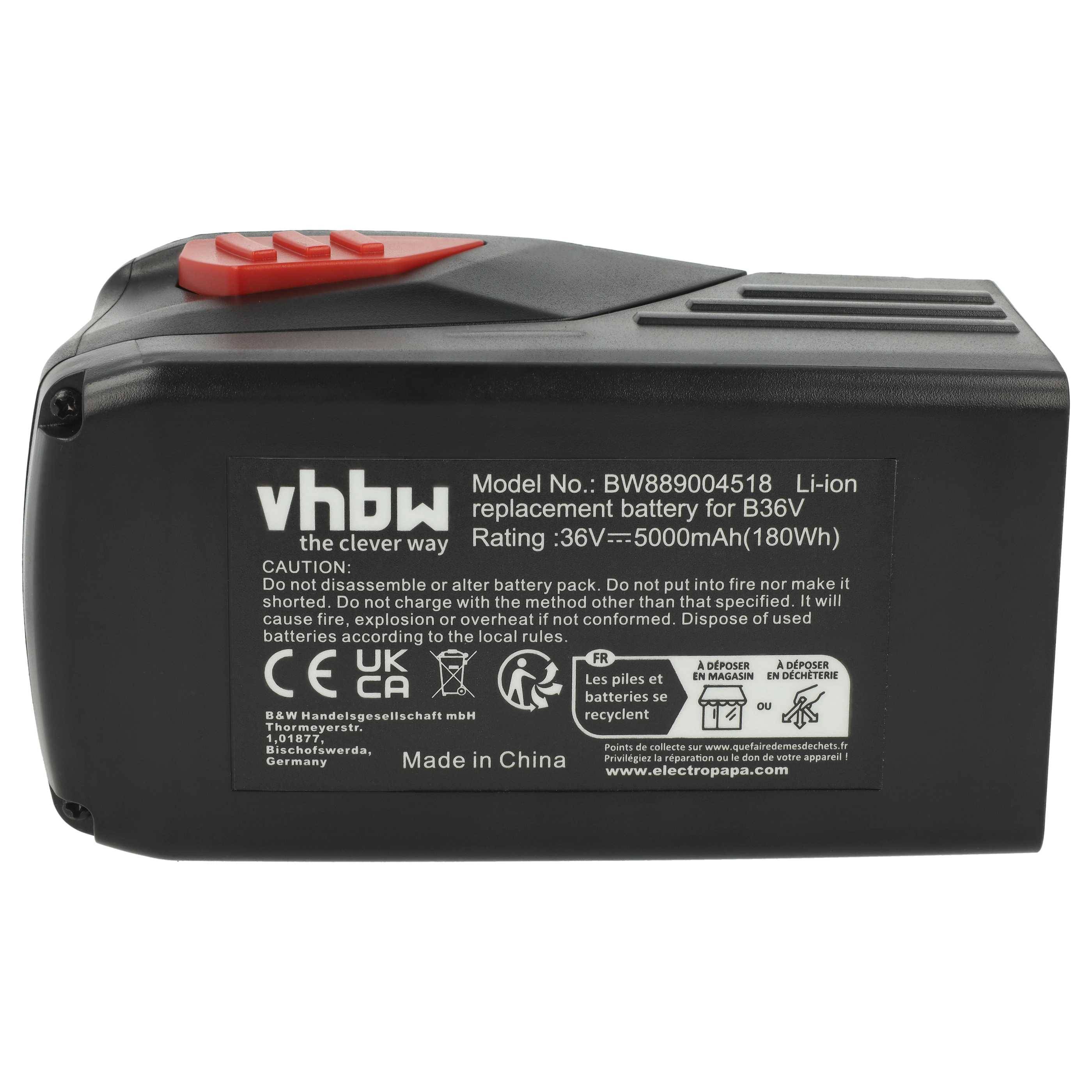 vhbw 3x Akku Ersatz für Hilti B36, B36V, 2203932, 418009 für Werkzeug (5000 mAh, Li-Ion, 36 V)