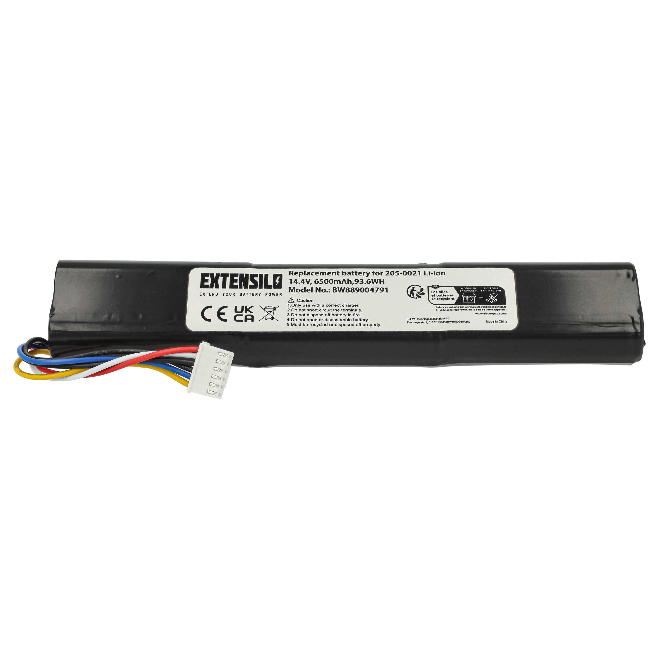 EXTENSILO Akku Ersatz für 205-0023, 205-0026, 205-0021, 205-0022 für Saugroboter Schwarz (6500 mAh, 14,4 V, Li-Ion)