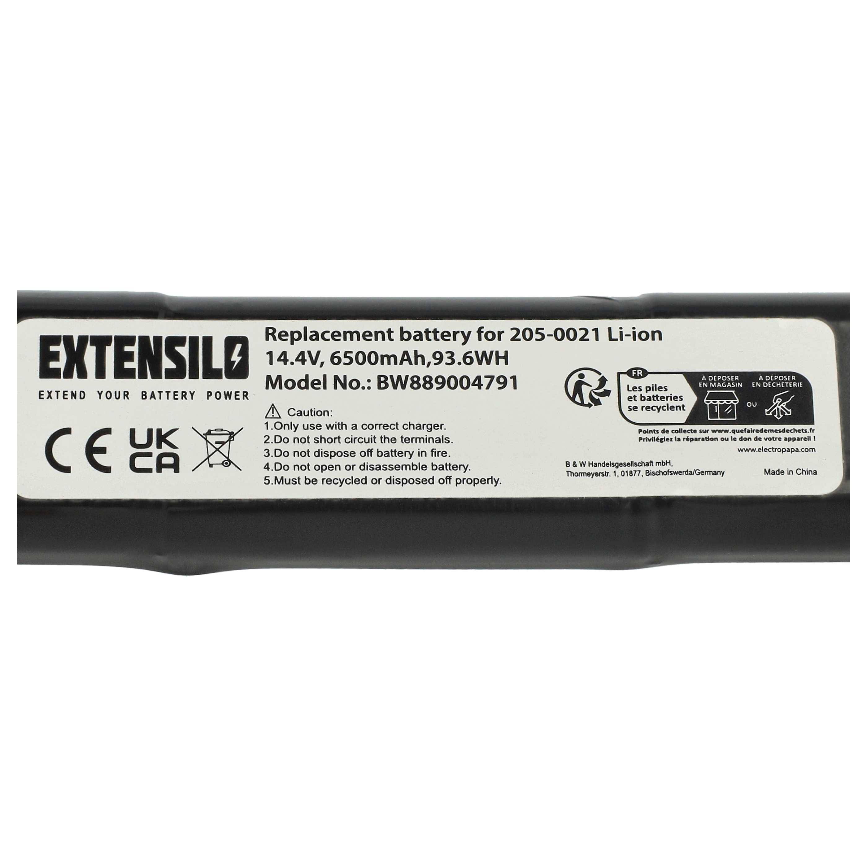 EXTENSILO Akku Ersatz für 205-0023, 205-0026, 205-0021, 205-0022 für Saugroboter Schwarz (6500 mAh, 14,4 V, Li-Ion)