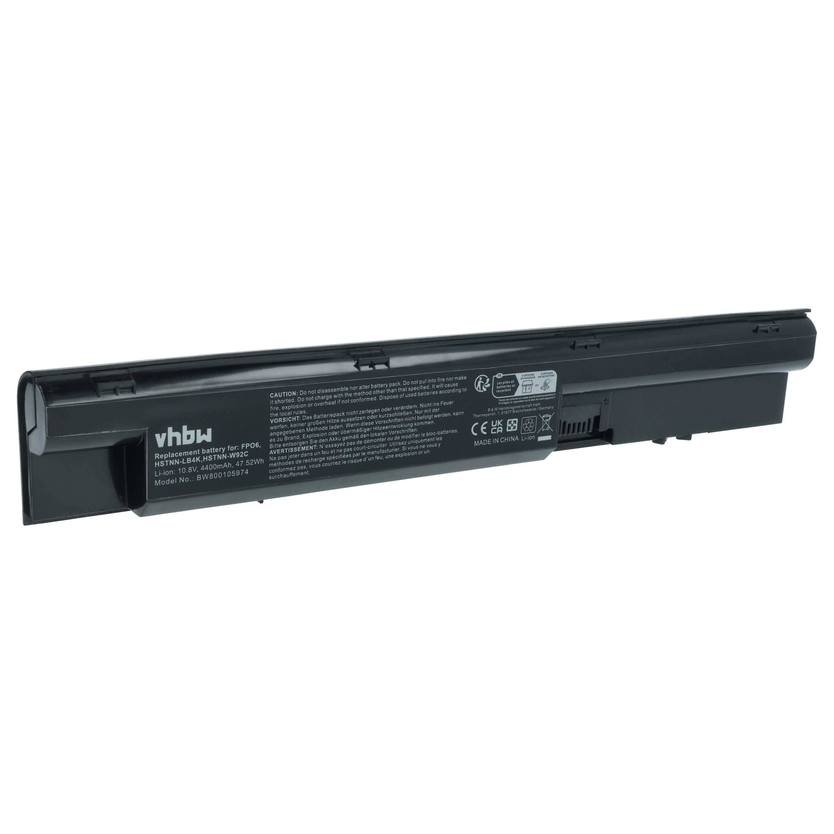 vhbw Akku kompatibel mit HP ProBook 445 G1, 445 G0, 440 G1, 450, 440 G0, 445, 440, 450 G1, 450 G0 Notebook (4400 mAh, 10,8 V, Li-Ion)