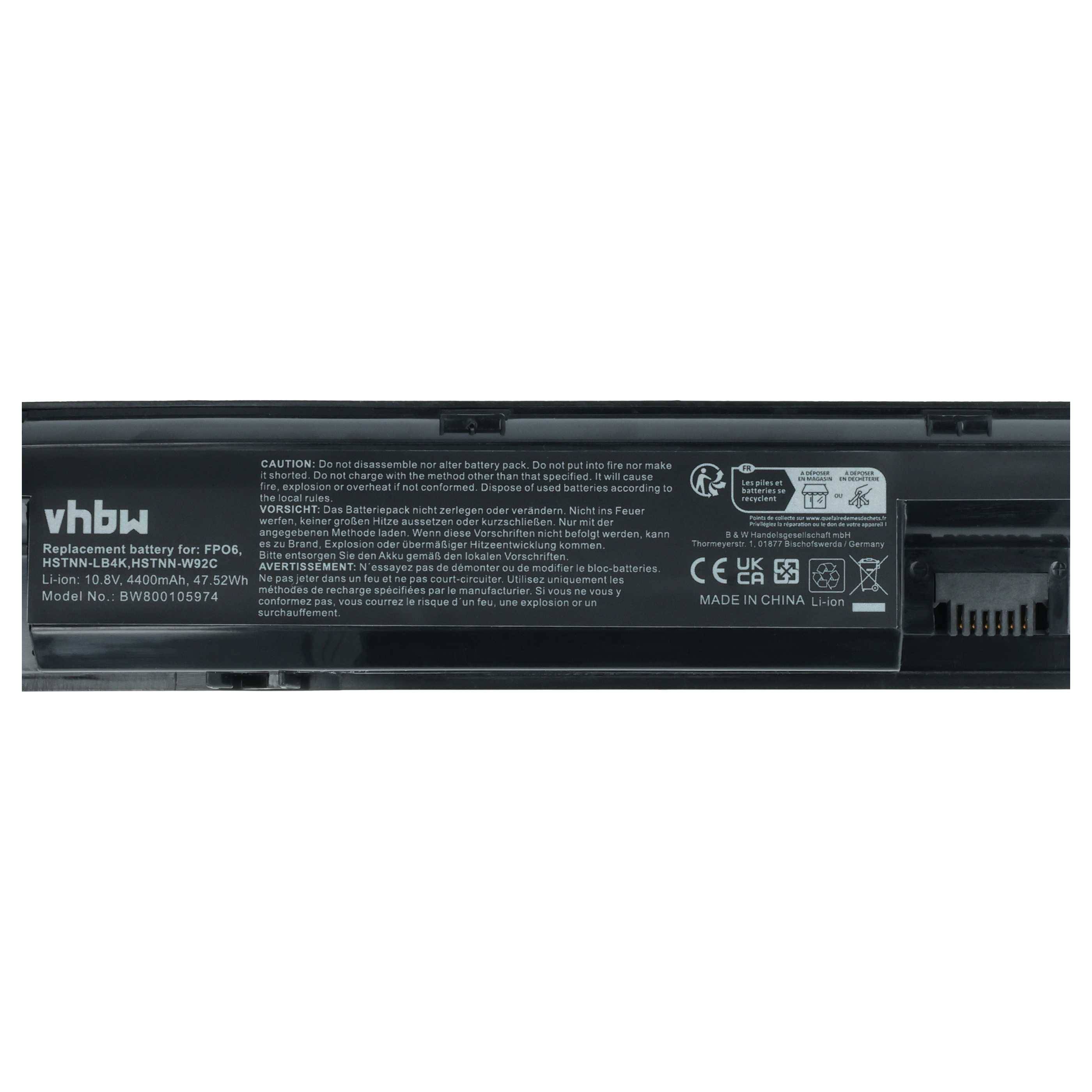 vhbw Akku kompatibel mit HP ProBook 445 G1, 445 G0, 440 G1, 450, 440 G0, 445, 440, 450 G1, 450 G0 Notebook (4400 mAh, 10,8 V, Li-Ion)