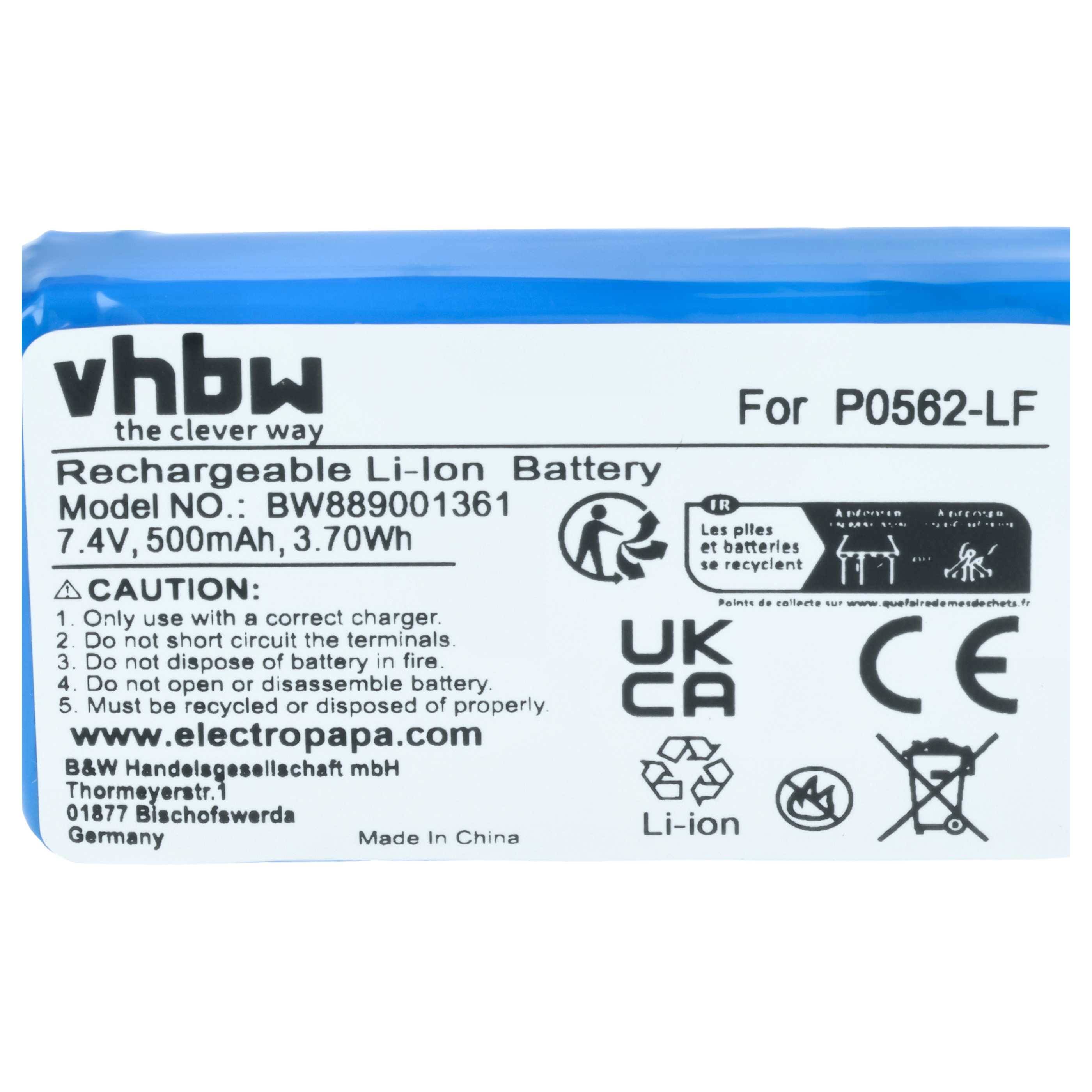 vhbw Akku Ersatz für HP 923052, P0946-HF, 923052PH 2S, P0562-LF für Fotodrucker (500 mAh, 7,4 V, Li-Polymer)
