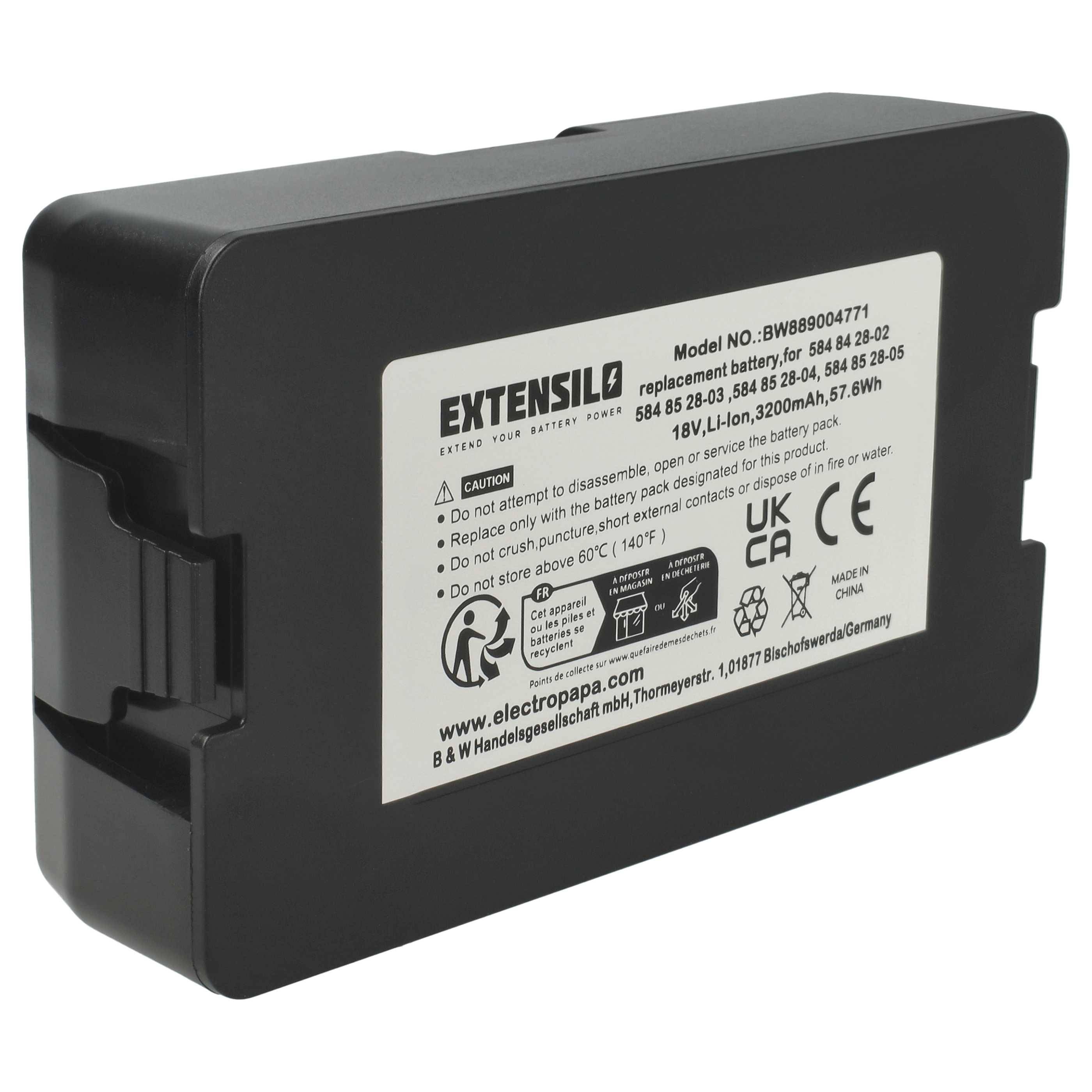 EXTENSILO Akku kompatibel mit Gardena SILENO life (2019-2020), 1000, 1250, 750, 850 Rasenroboter (3,2Ah, 18V, Li-Ion)