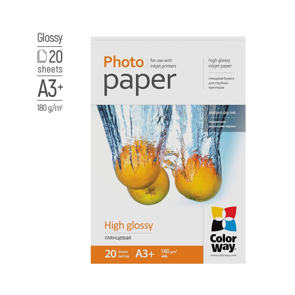 ColorWay Fotopapier hochglänzend 180g/m², A3+, 20 Blatt