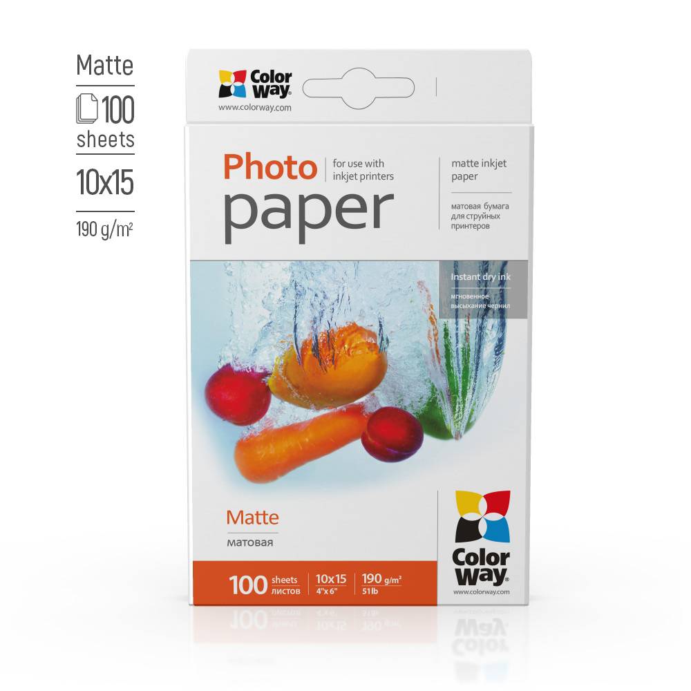 ColorWay Fotopapier matt 190g/m², 10x15, 100 Blatt
