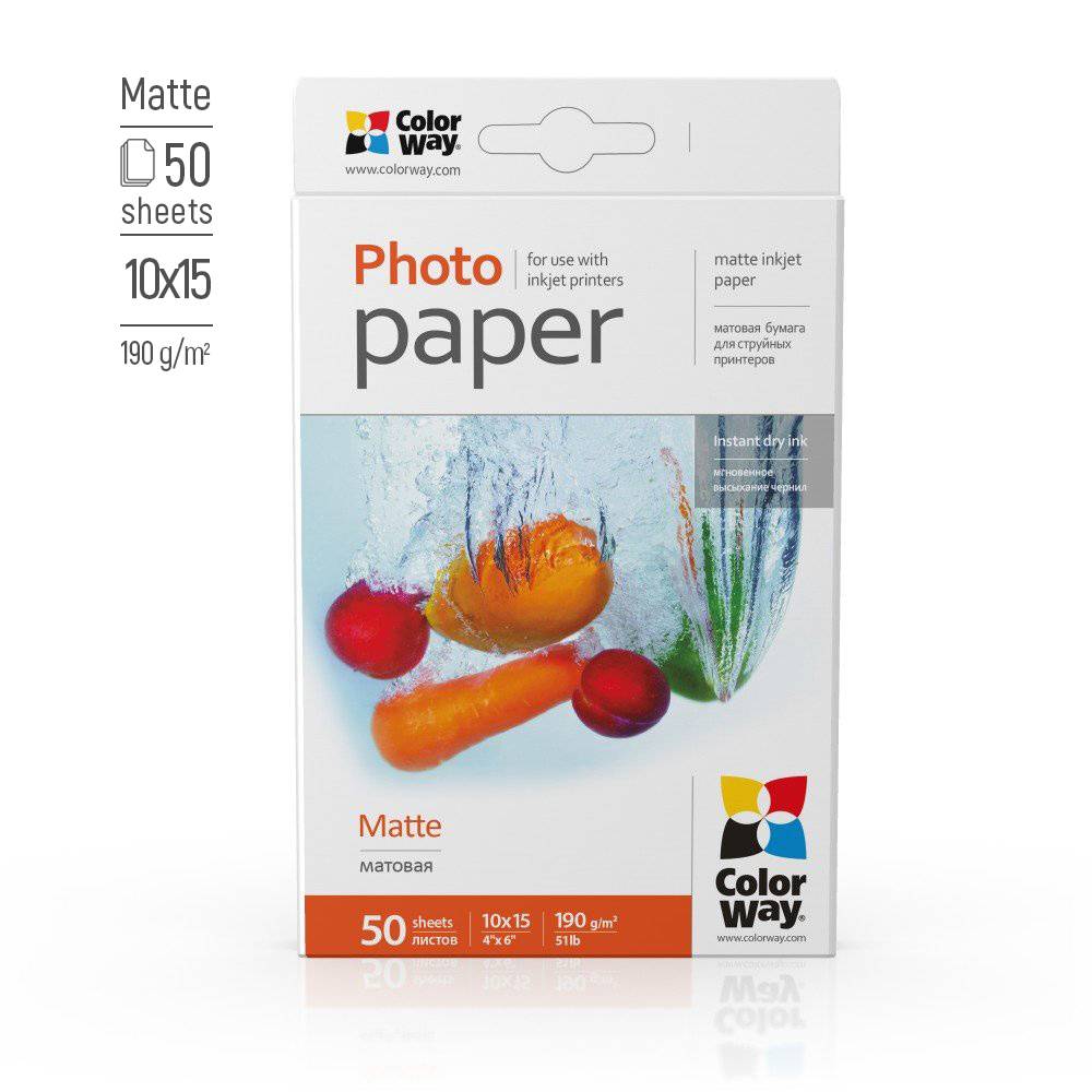 ColorWay Fotopapier matt 190g/m², 10x15, 50 Blatt