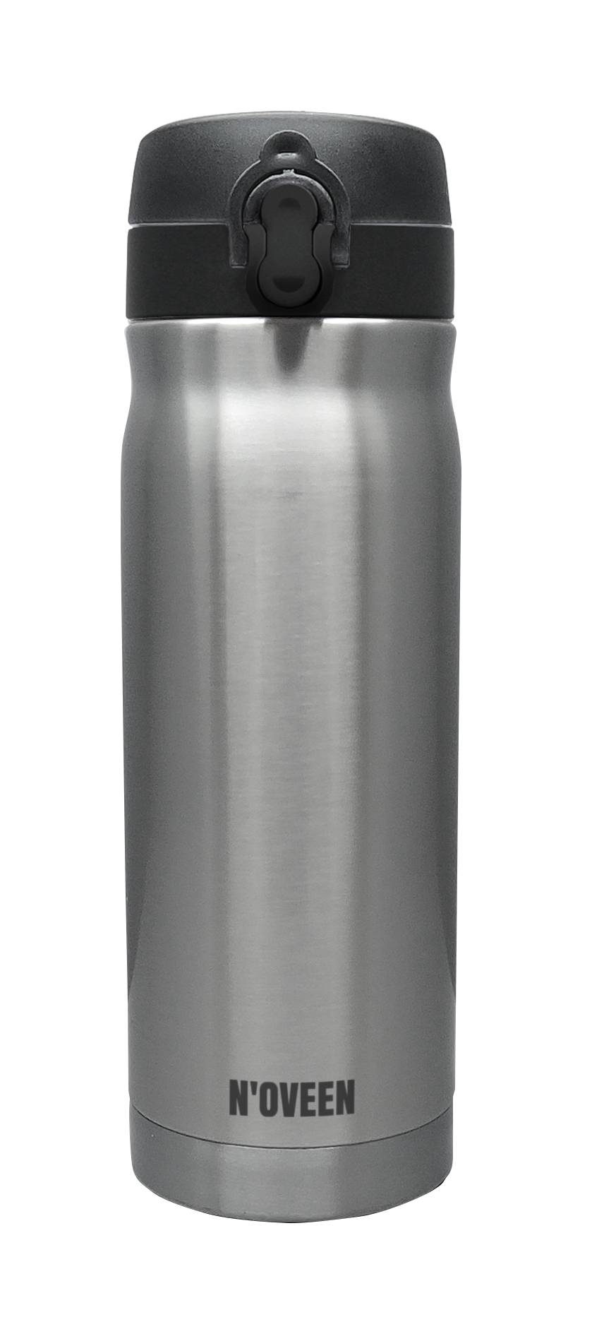 Noveen TB802 Thermoflasche Trinkflasche 400 ml für heiße und kalte Getränke Edelstahl Silber