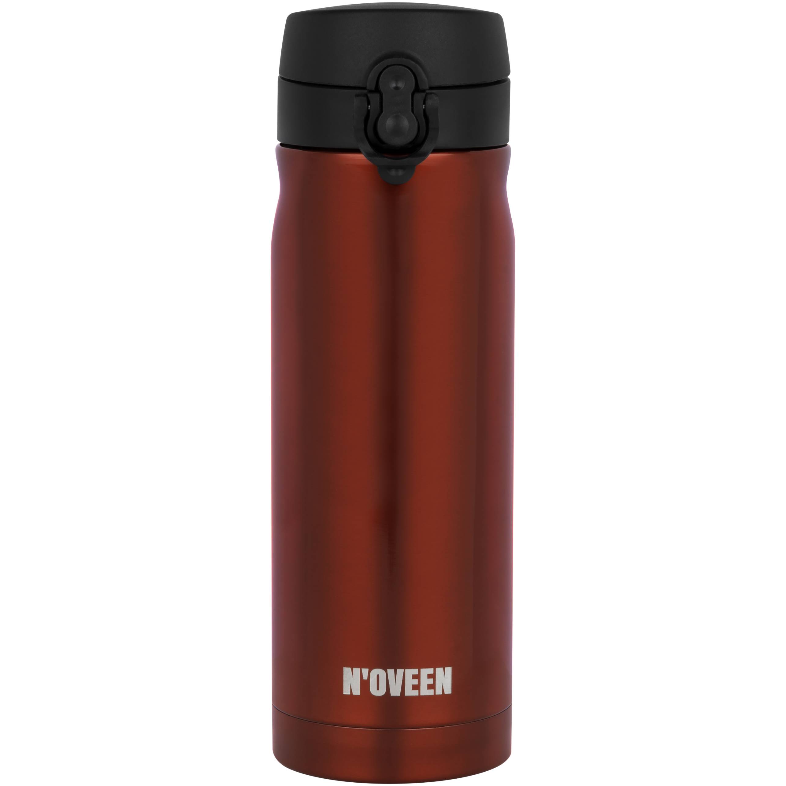 Noveen TB825 Thermoflasche Trinkflasche 400 ml für heiße und kalte Getränke Edelstahl Rot Schillernd